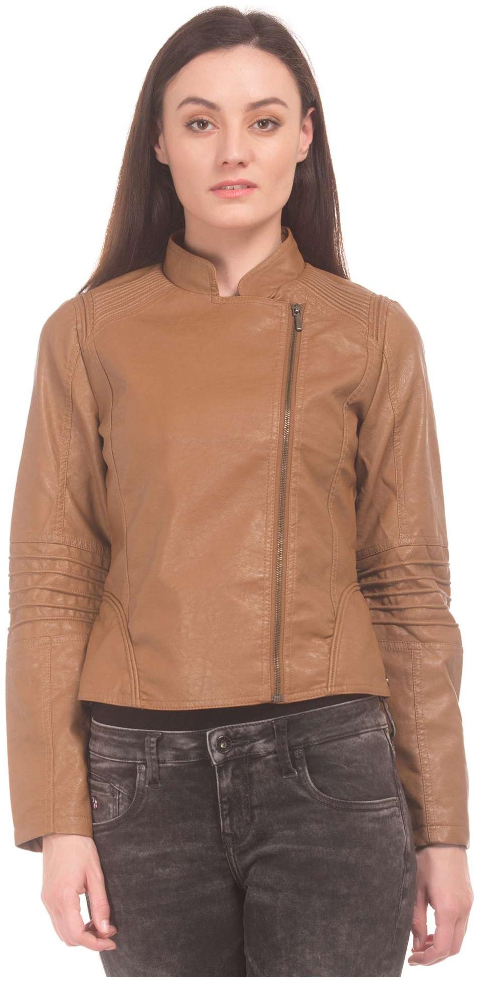 

U S Polo Assn Women Solid Leather Jacket - Brown