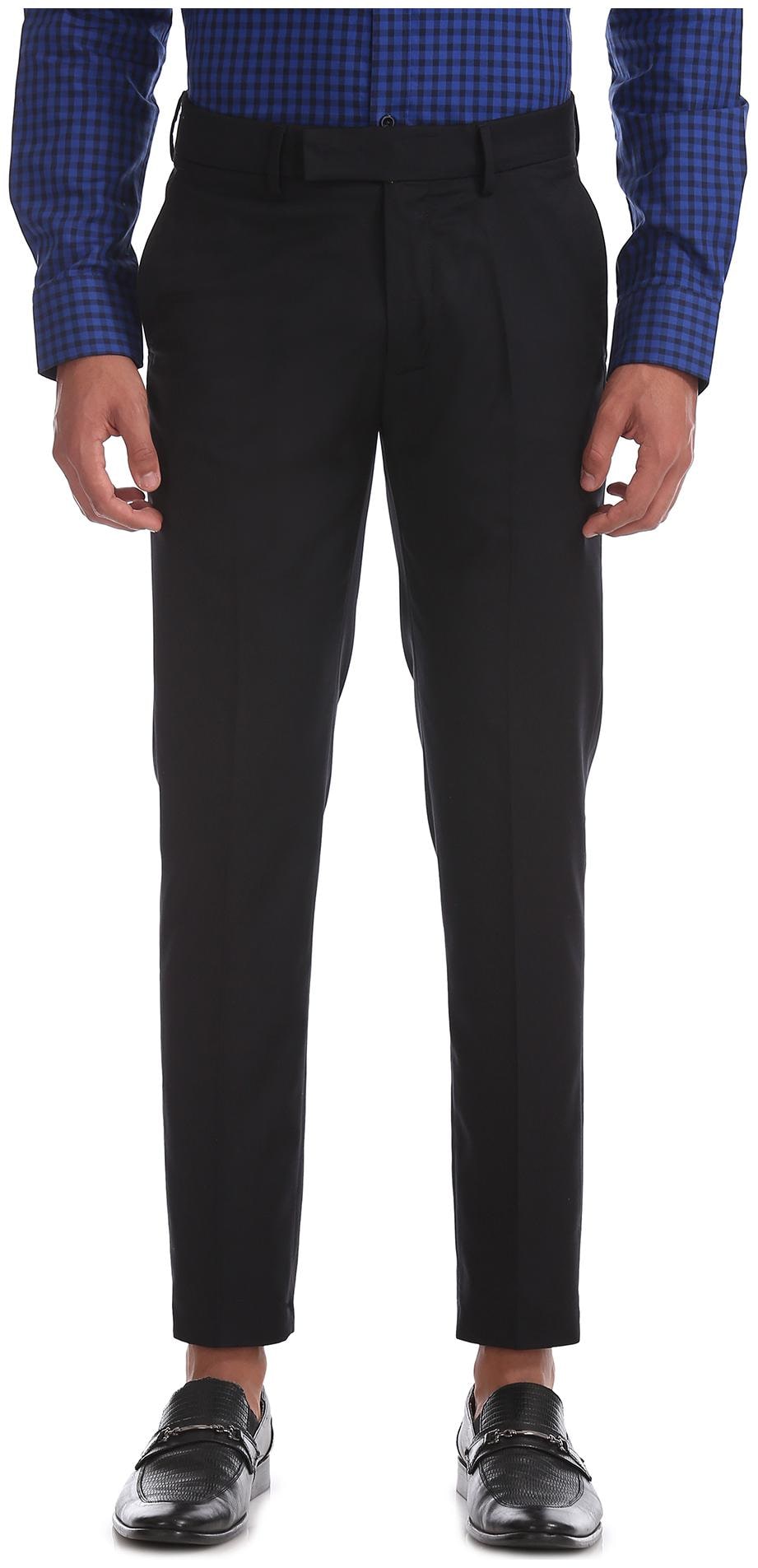 

U S Polo Assn Men Solid Skinny Fit Formal Trouser - Black
