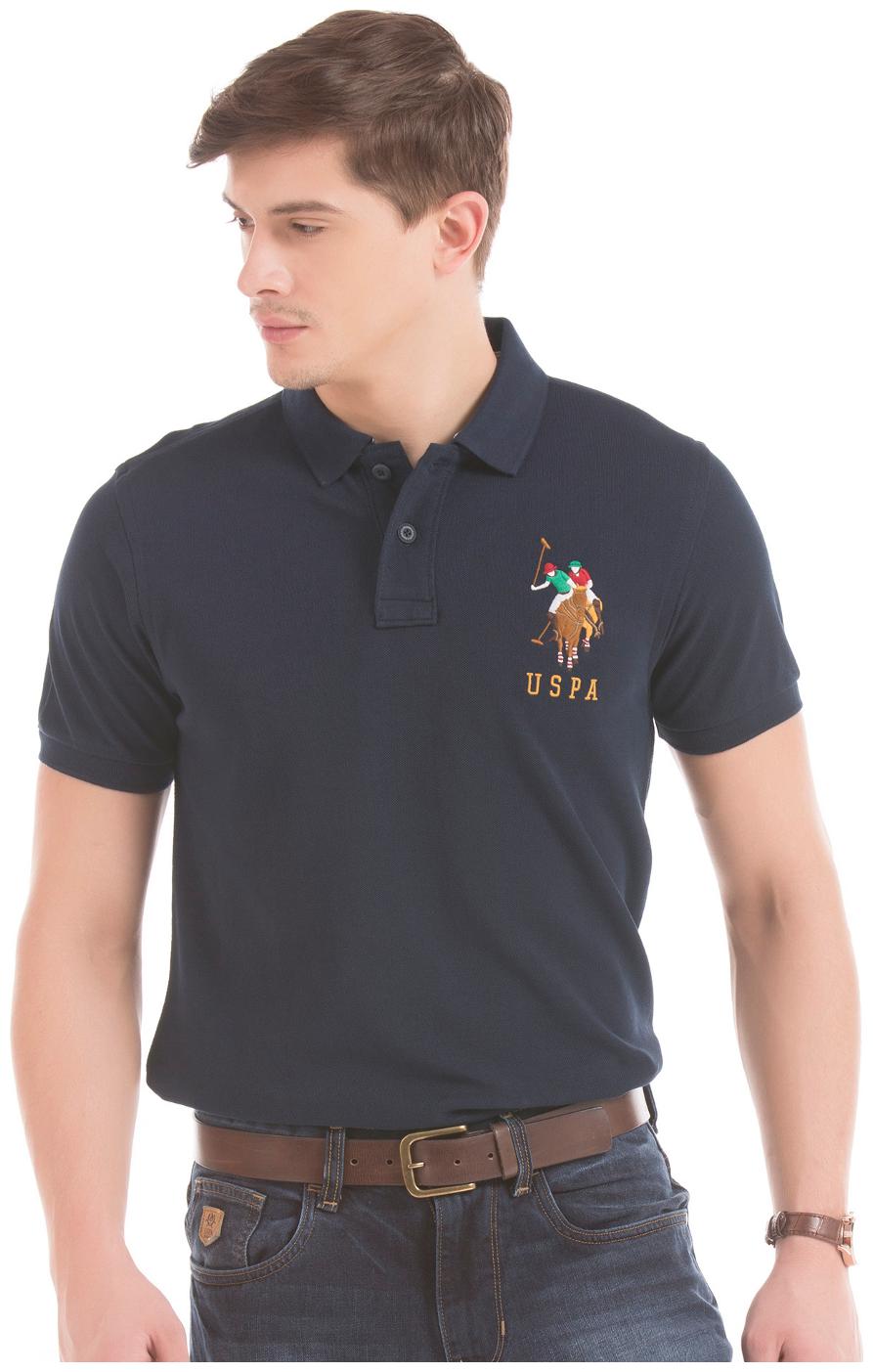 

U S Polo Assn Men Navy blue Slim fit Cotton Polo collar T-Shirt - Pack Of 1