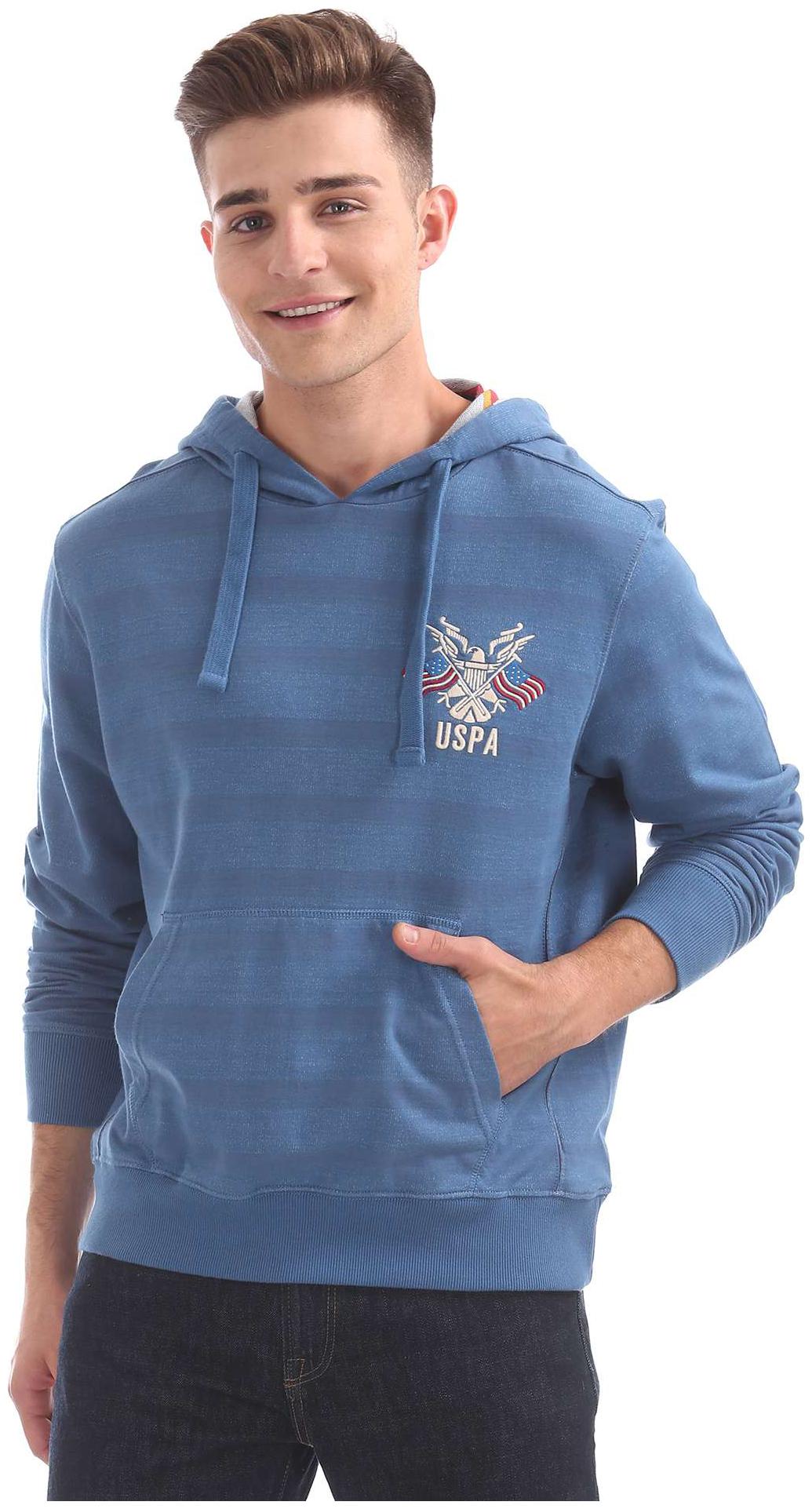

U S Polo Assn Denim Co Printed Back Striped Sweatshirt