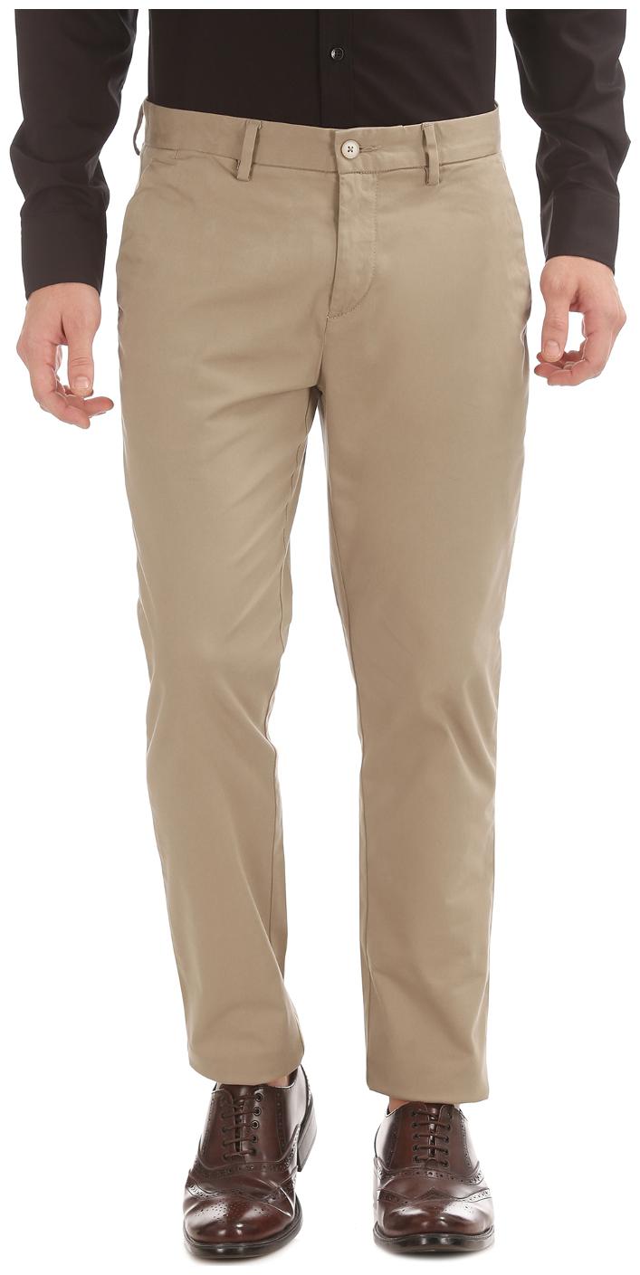 

U S Polo Assn Men Beige Solid Slim fit Regular trousers