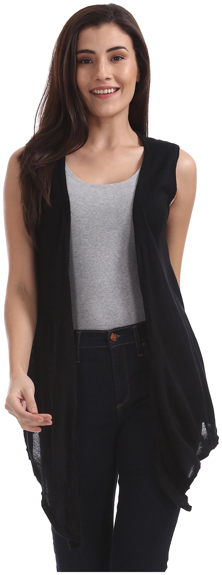 

U S Polo Assn Women Open Front Patterned Knit Shrug