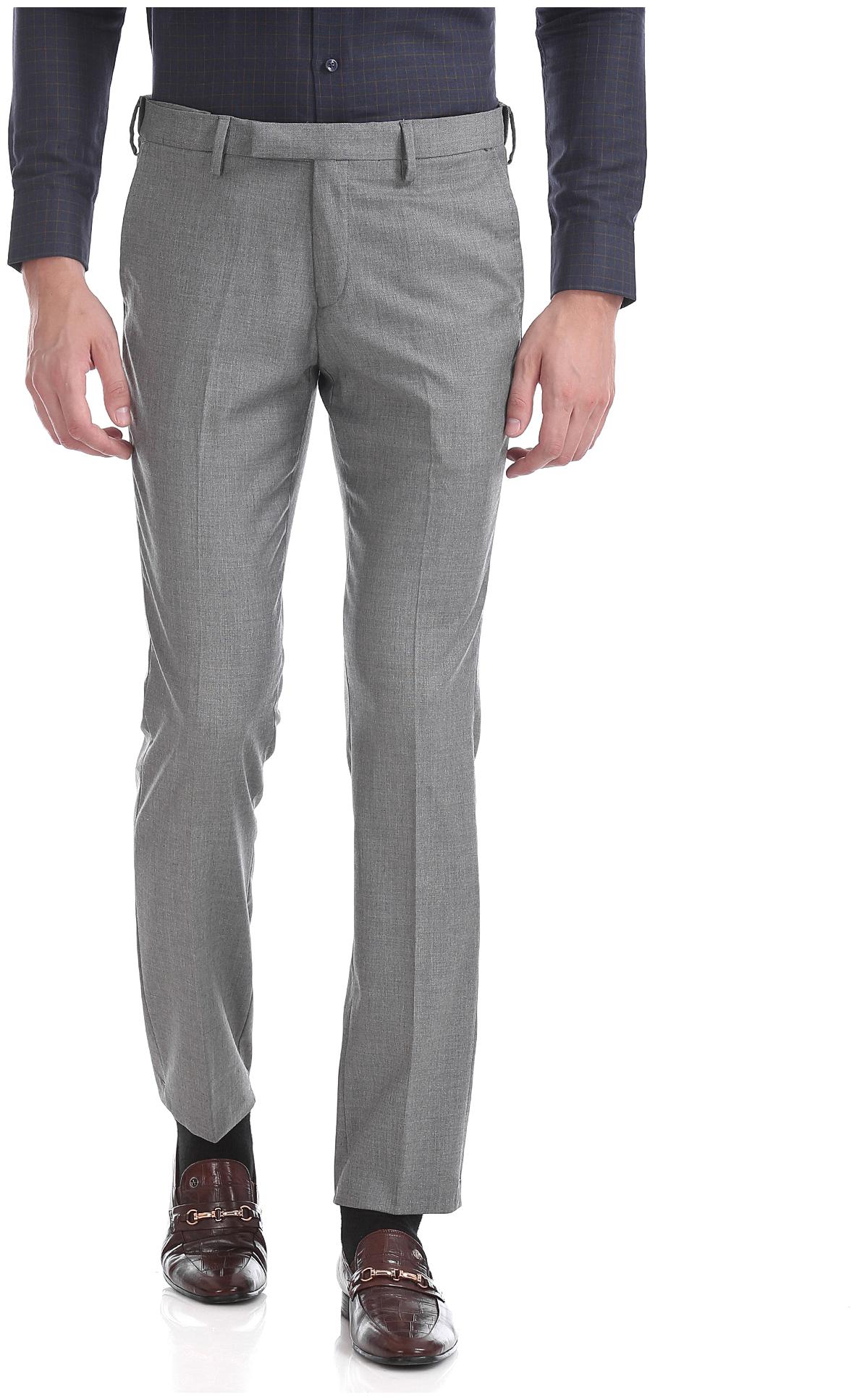 

U S Polo Assn Men Solid Slim Fit Formal Trouser - Grey
