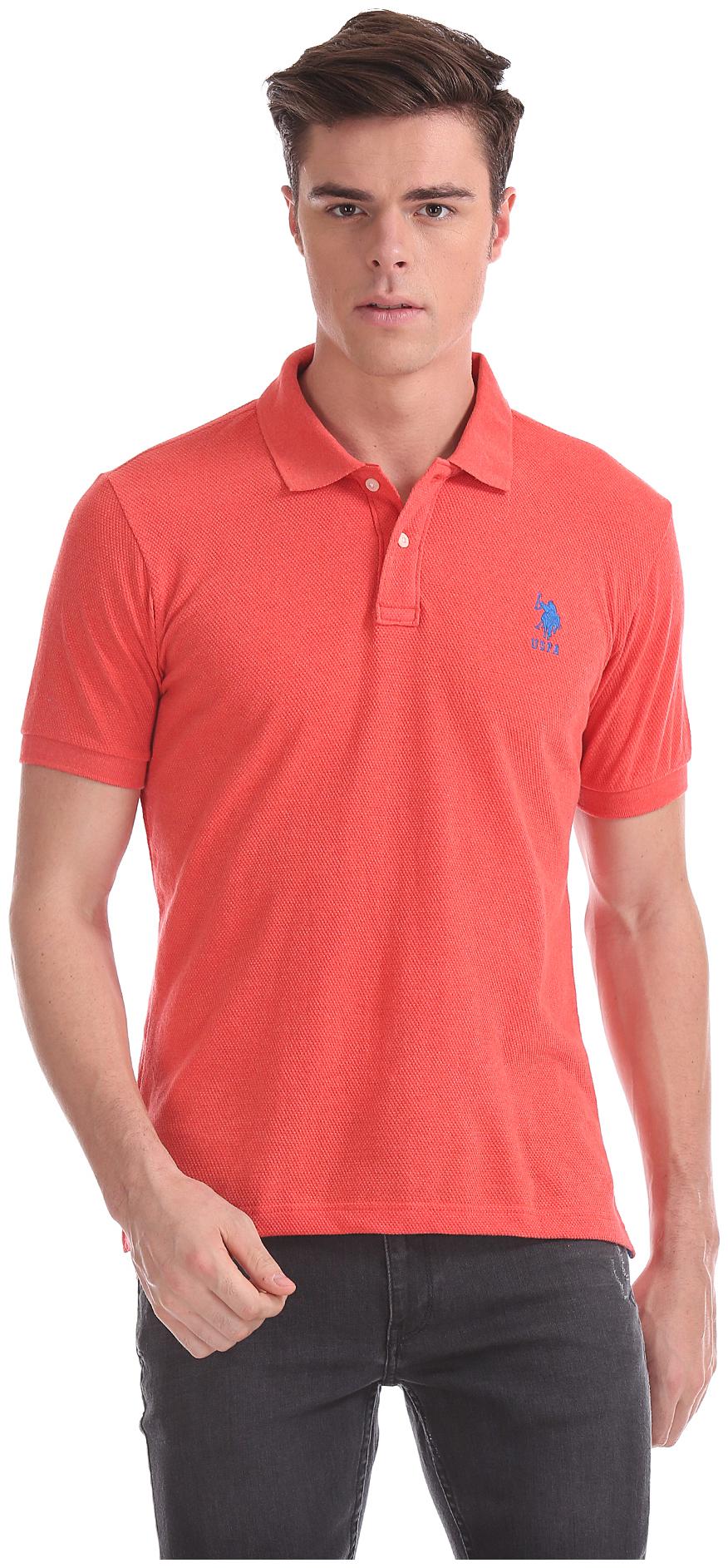

U S Polo Assn Men Red Regular fit Cotton Polo collar T-Shirt - Pack Of 1