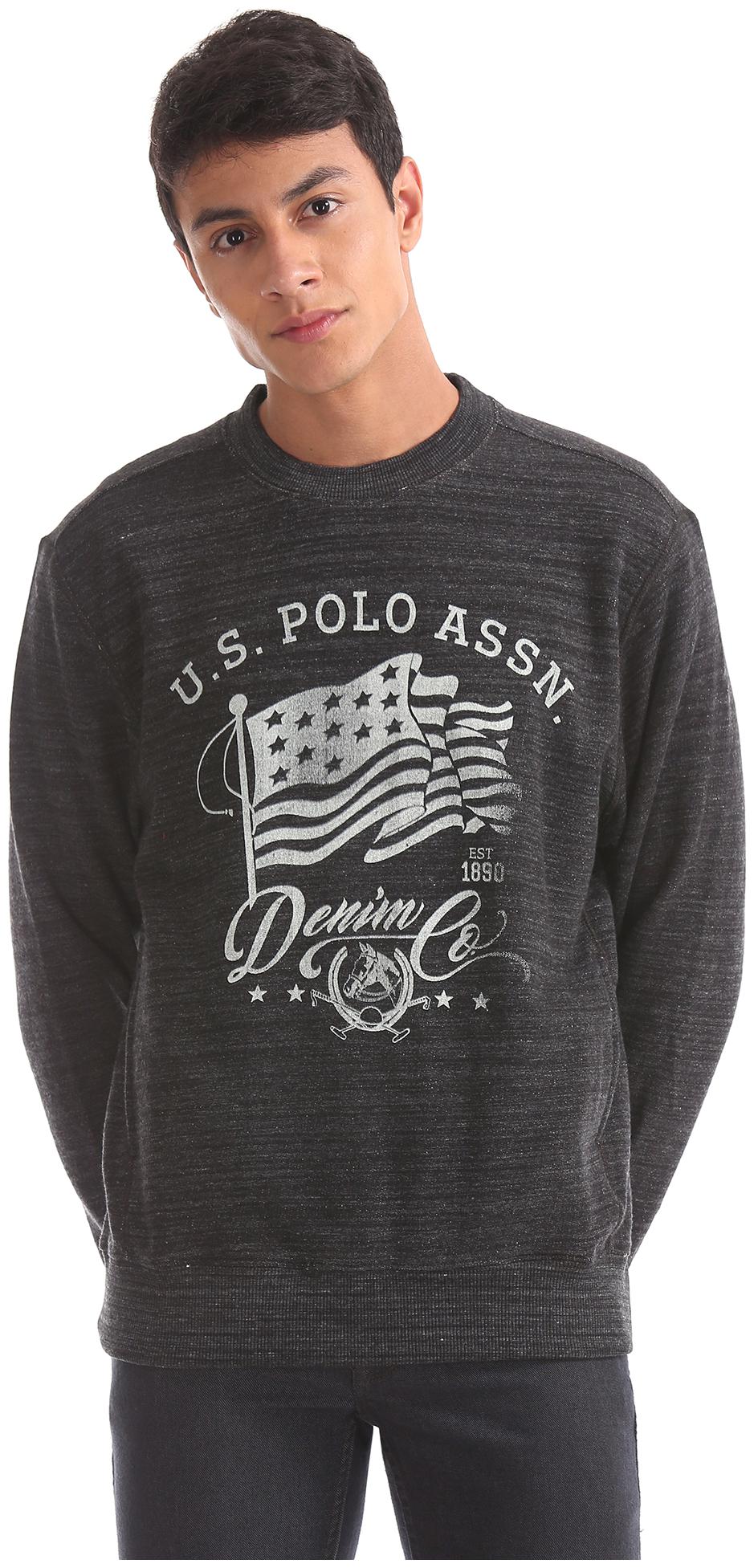 

U S Polo Assn Men Grey Round neck Sweatshirt