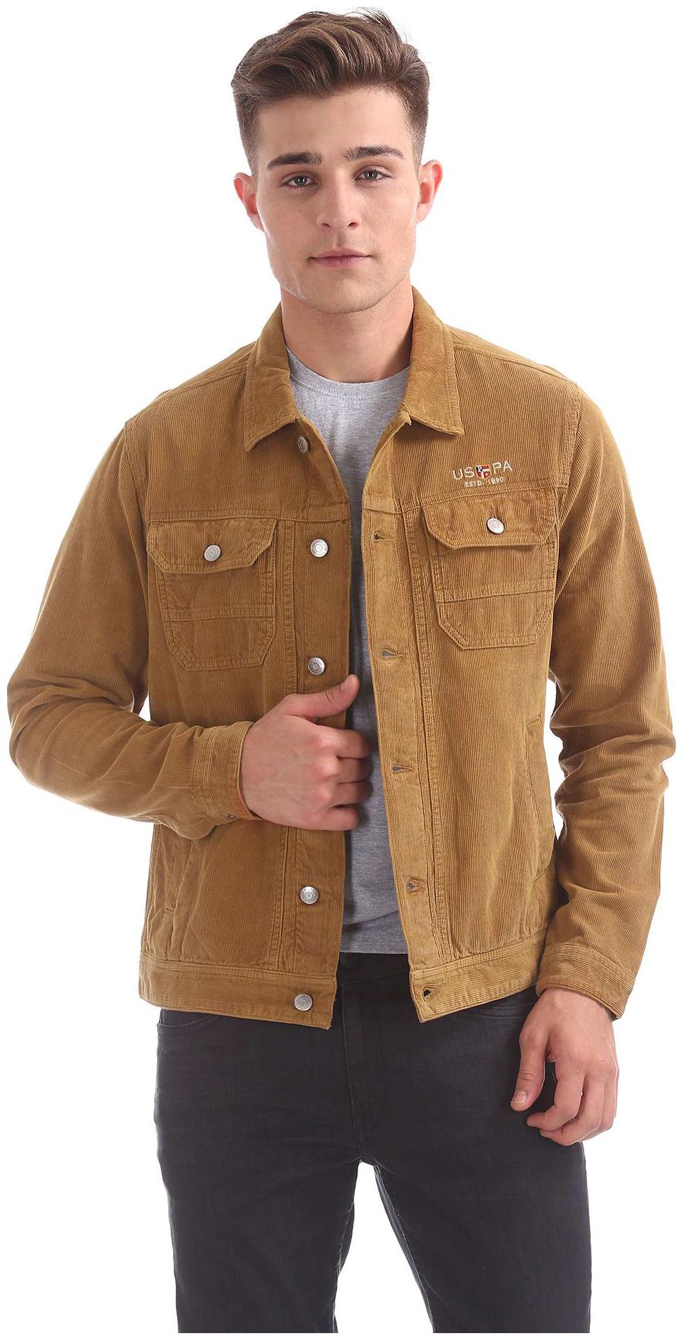 

U S Polo Assn Men Brown Solid Denim jacket