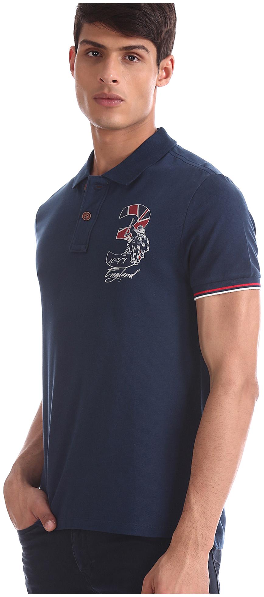 

U S Polo Assn Men Blue Regular fit Cotton Polo collar T-Shirt - Pack Of 1