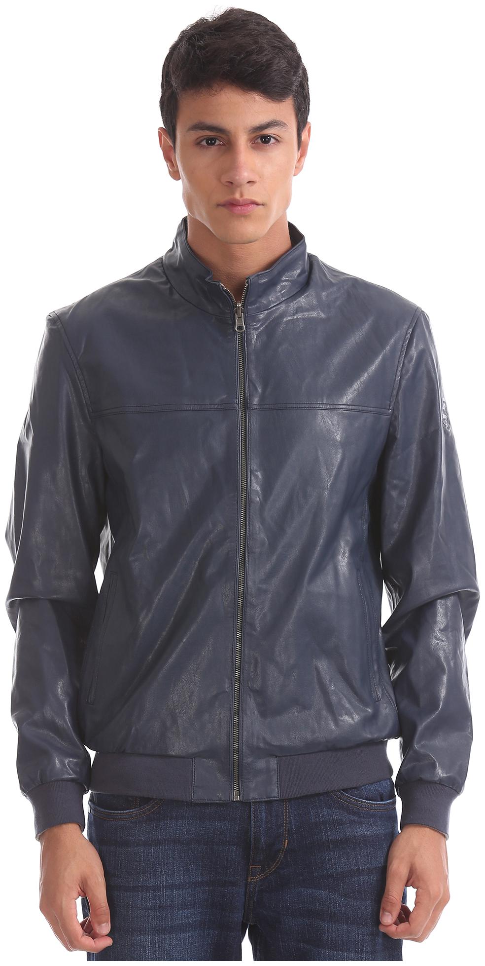 

U S Polo Assn Men PU Military Jacket Blue
