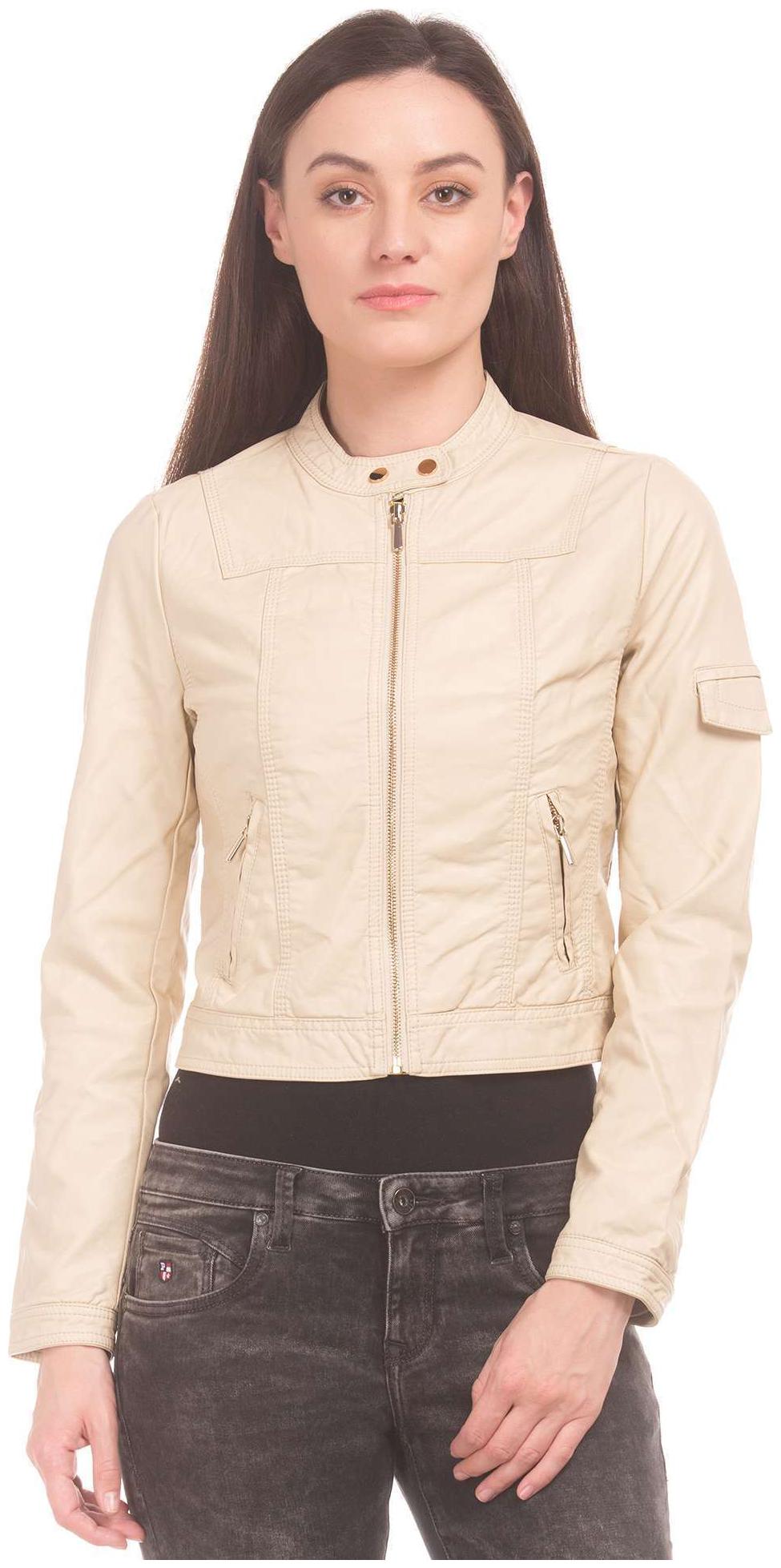

U S Polo Assn Women Solid Leather Jacket - Beige