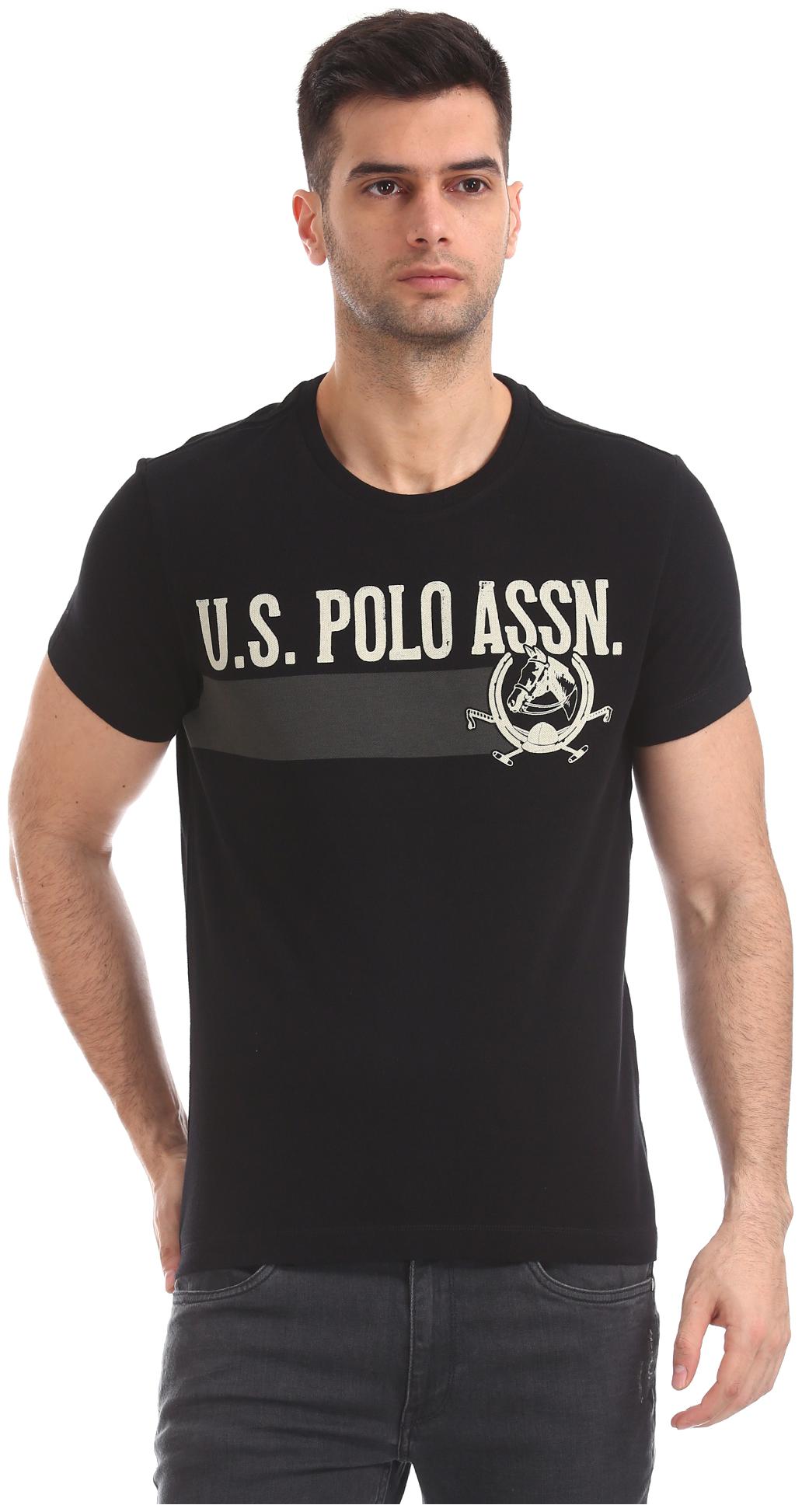 

U S Polo Assn Men Black Regular fit Cotton Round neck T-Shirt - Pack Of 1