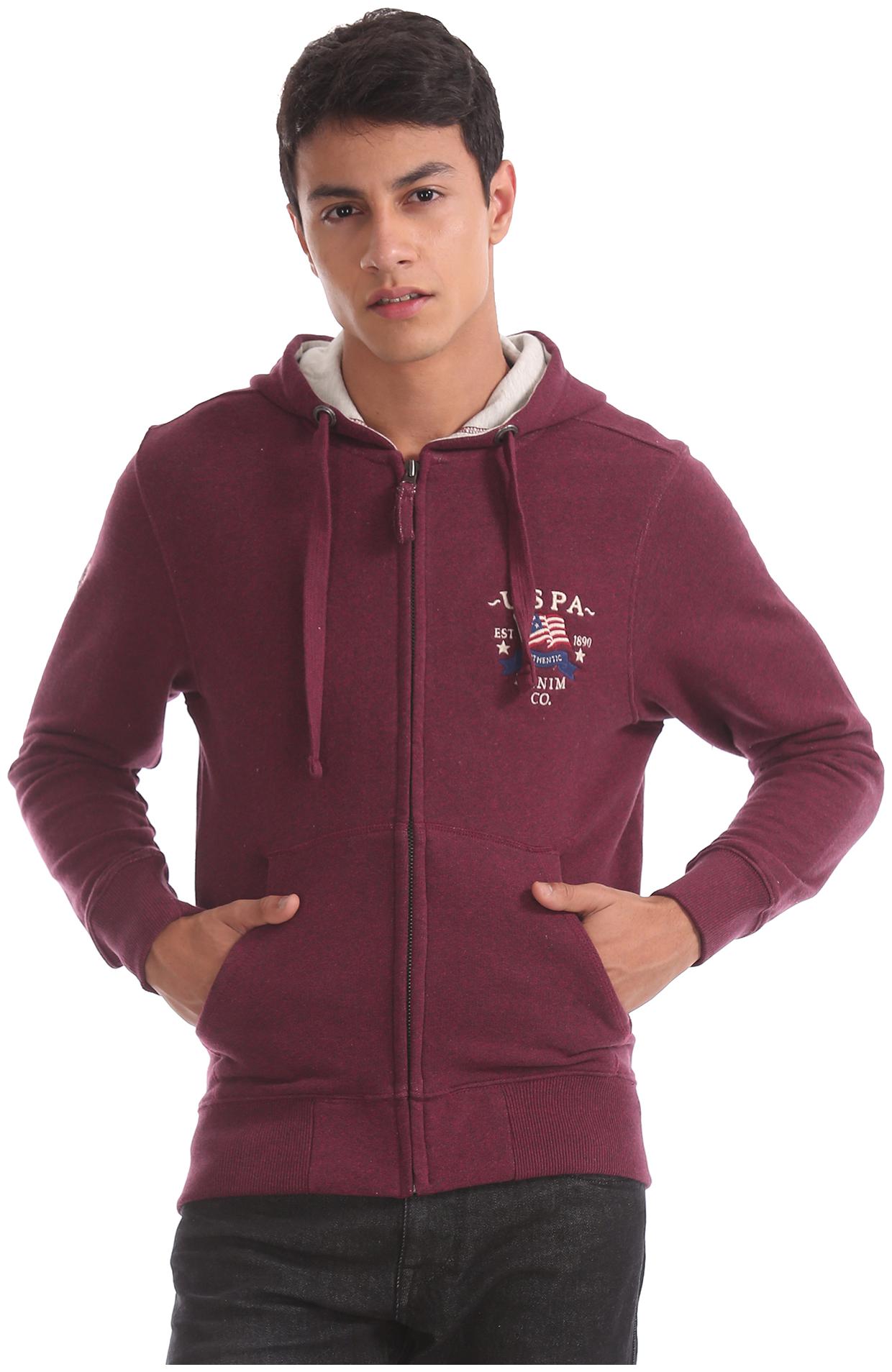 

U S Polo Assn Men Red Hooded Hoodie