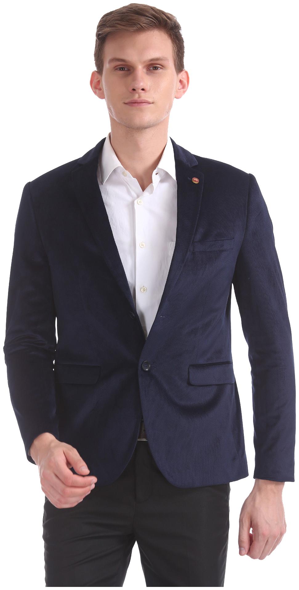 

U S Polo Assn Men Blue Solid Slim fit Single Breasted Blazer