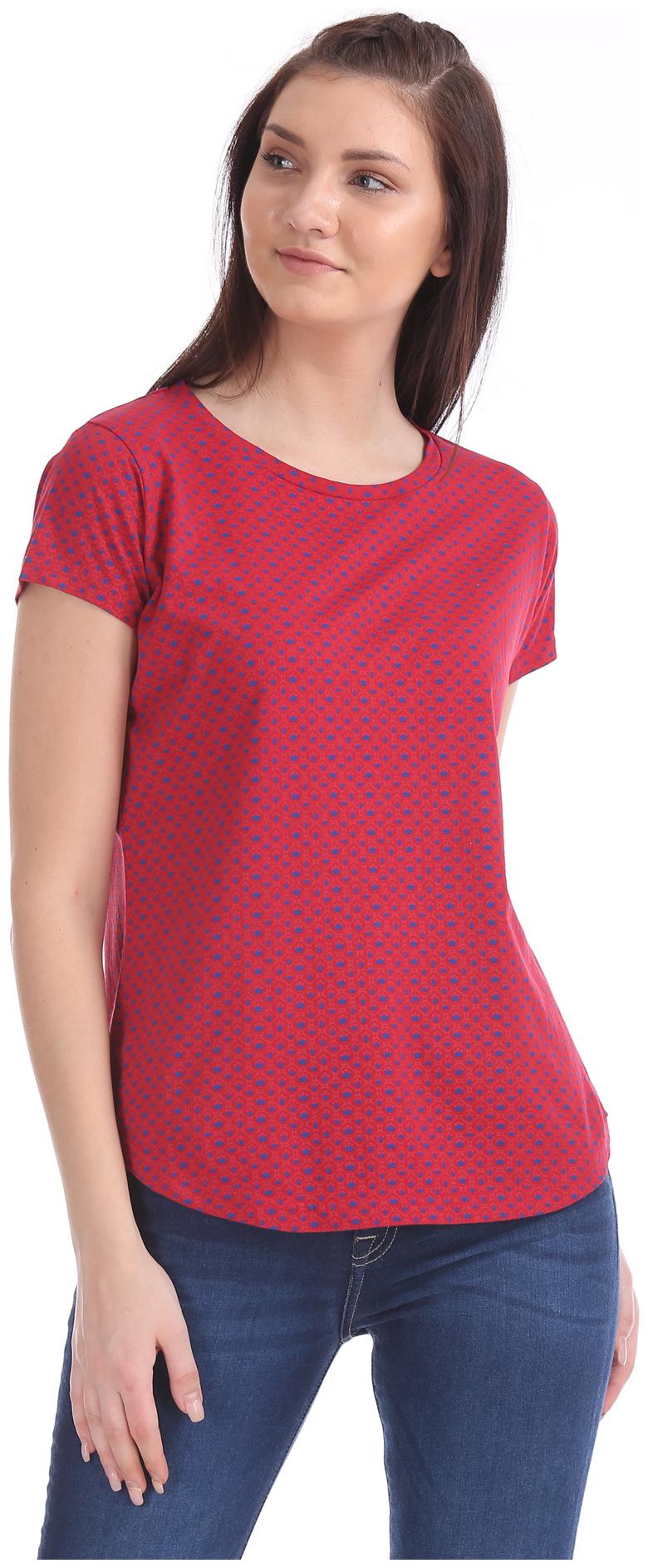 

U S Polo Assn Women Red Regular fit Round neck Cotton T shirt