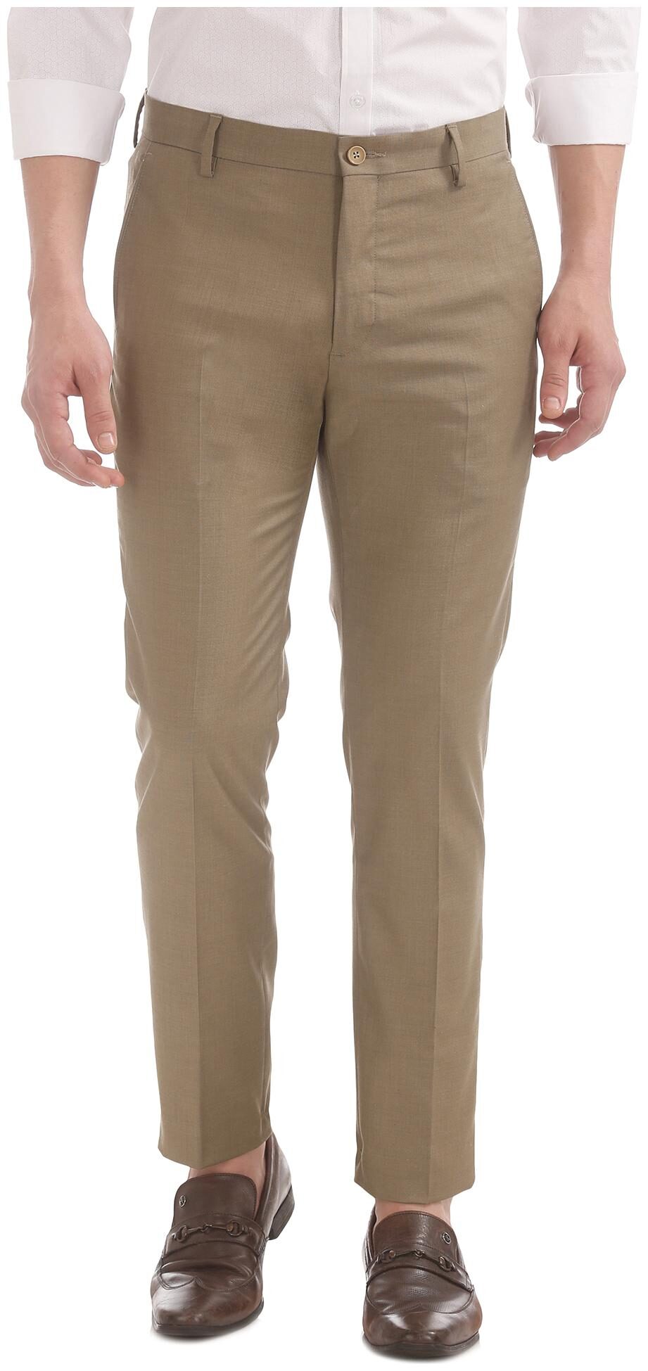 

U S Polo Assn Men Solid Slim Fit Formal Trouser - Brown
