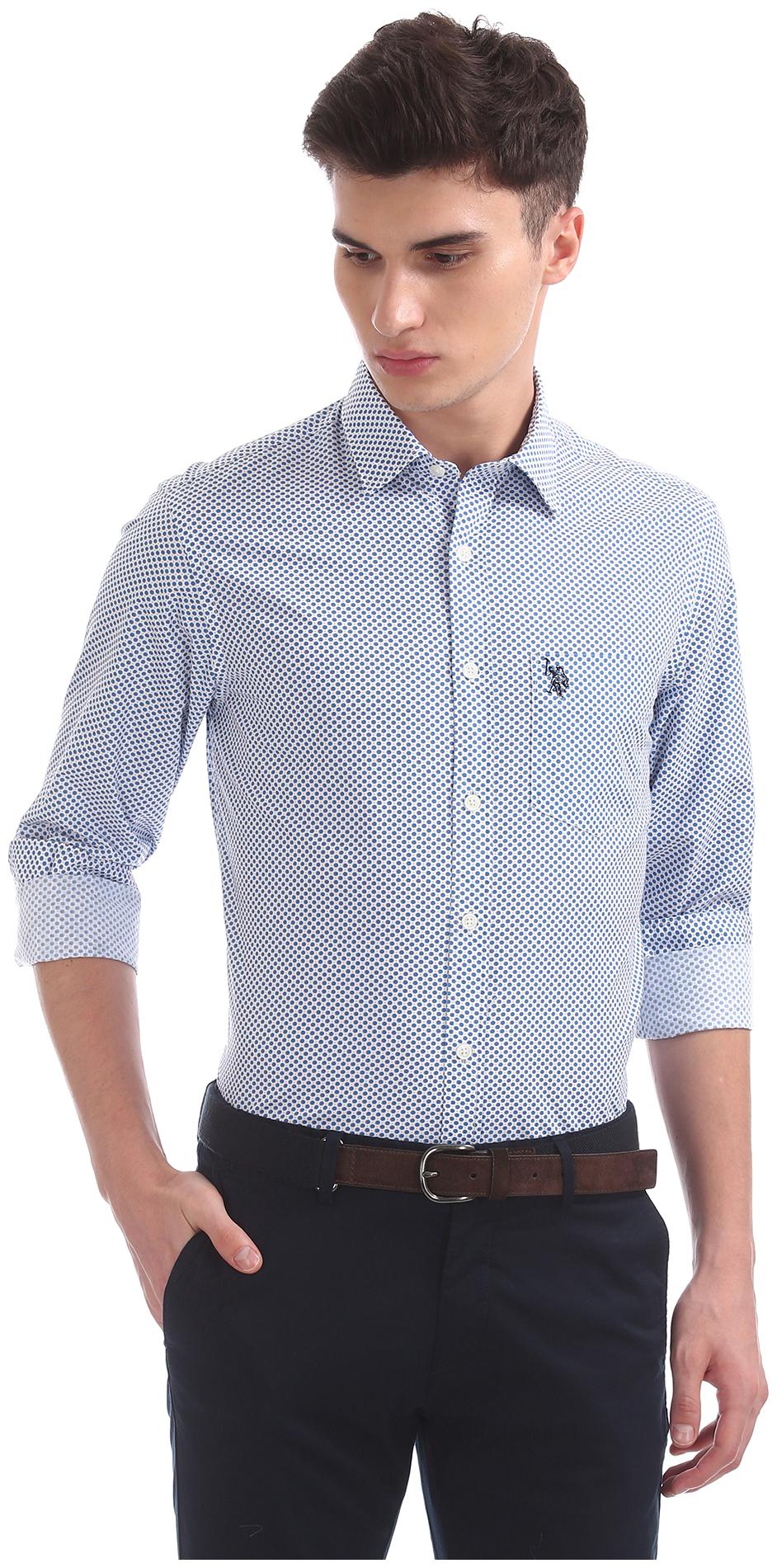 

U S Polo Assn Men Regular fit Formal Shirt - Blue