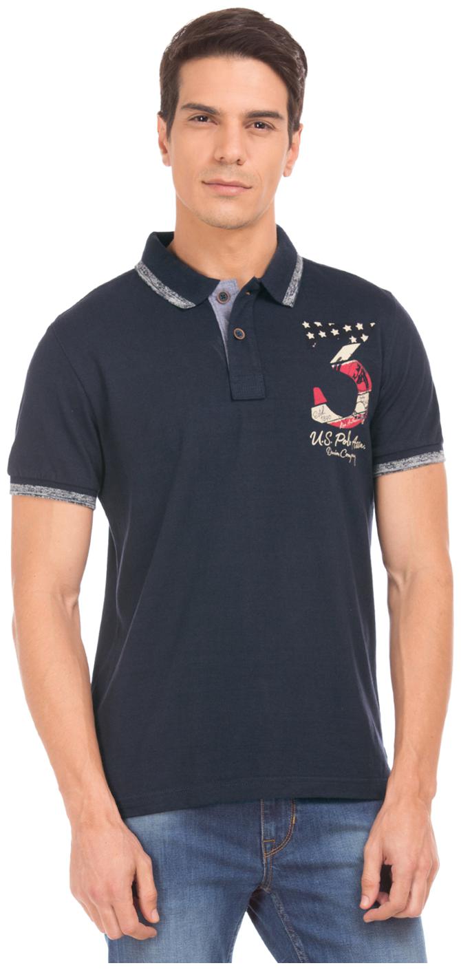 

U S Polo Assn Men Blue Slim fit Cotton Polo collar T-Shirt - Pack Of 1