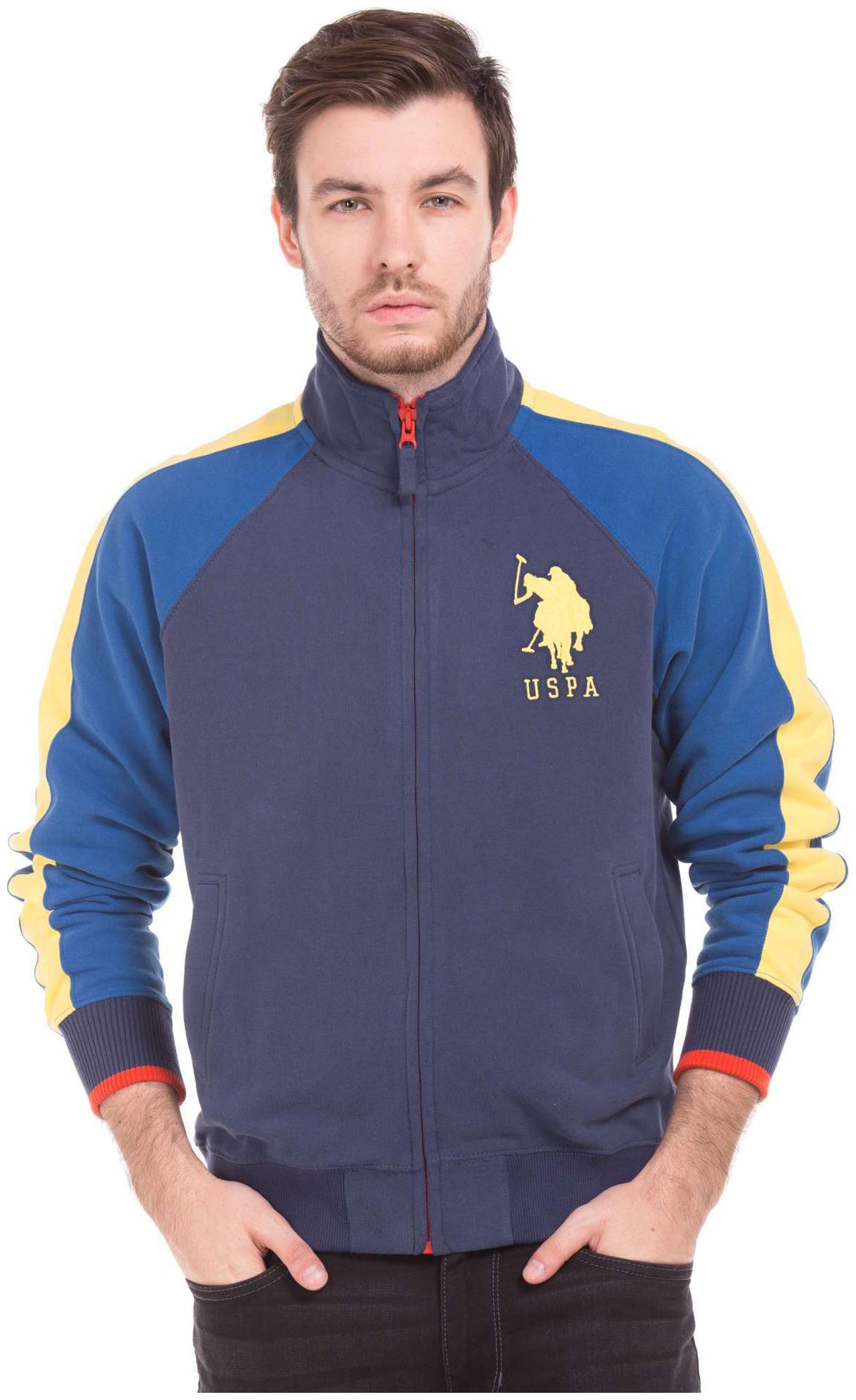 

U S Polo Assn Blue Cotton Raglan Sleeve Zip Up Sweatshirt
