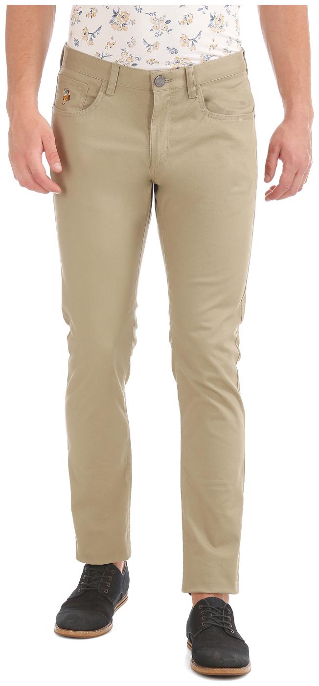 

U S Polo Assn Denim Co Brown Cotton Slim Tapered Fit Solid Trousers