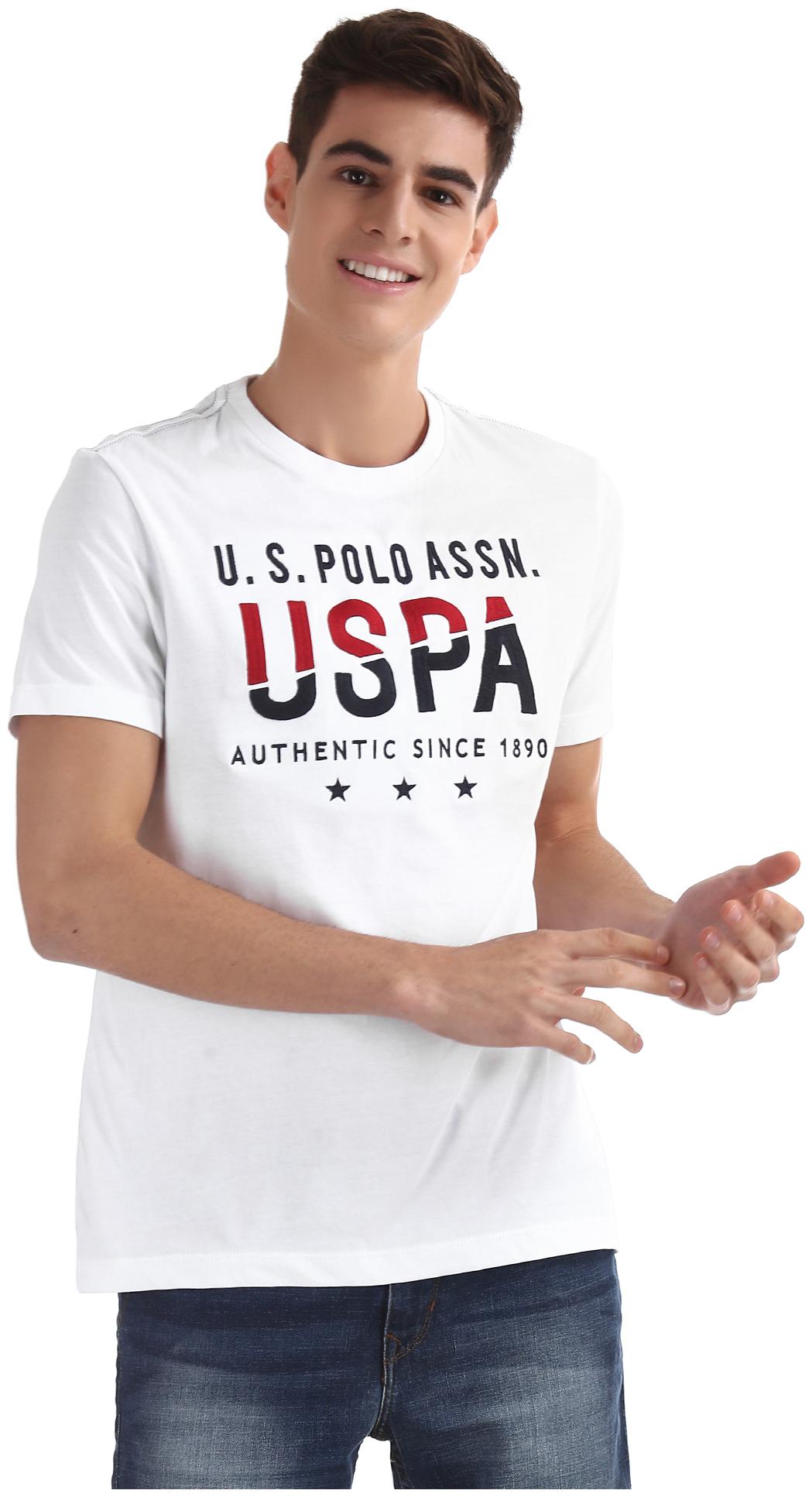 

U S Polo Assn Men White Slim fit Cotton Round neck T-Shirt - Pack Of 1
