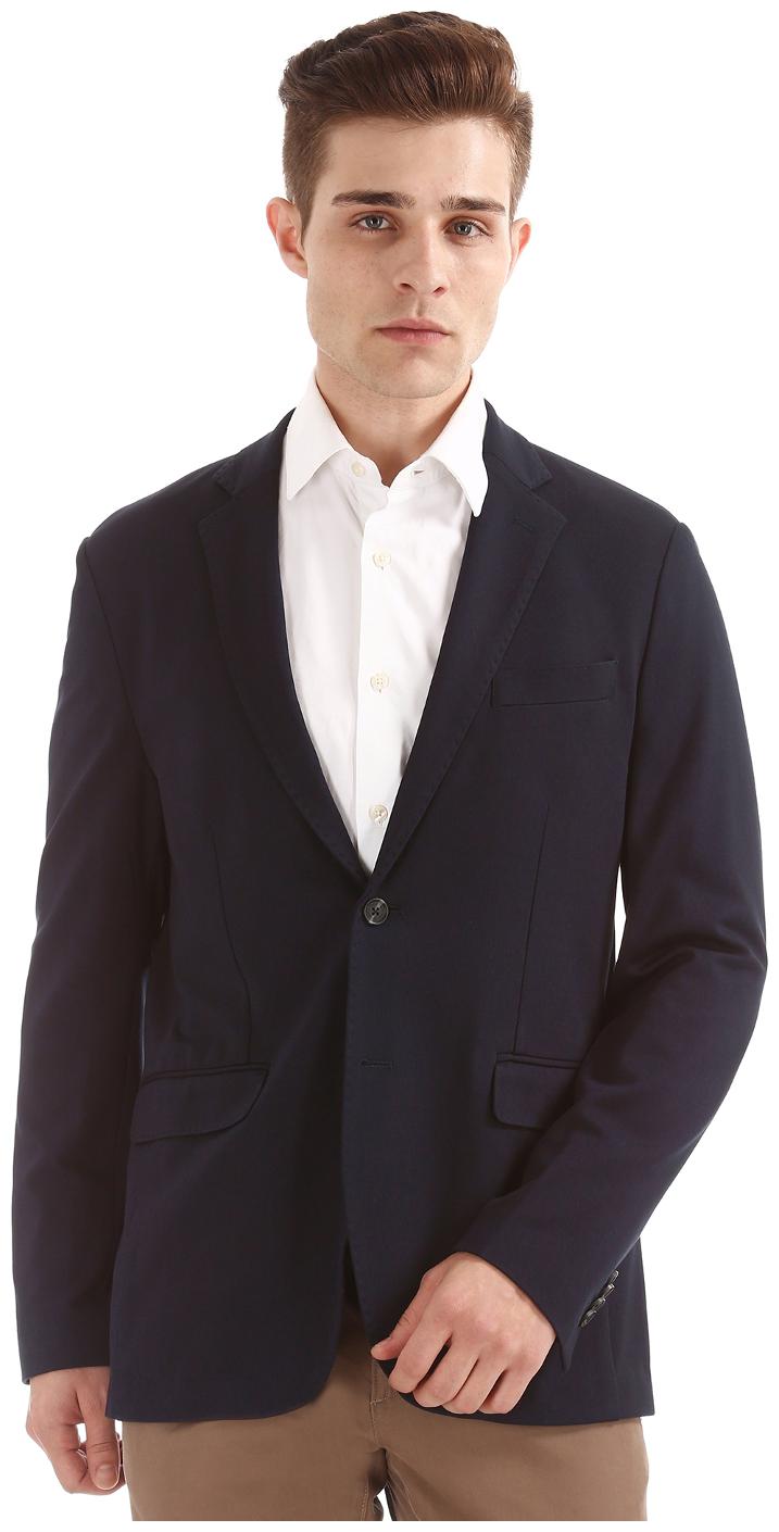 

U S Polo Assn Blue Rayon Single Breasted Slim Fit Blazer
