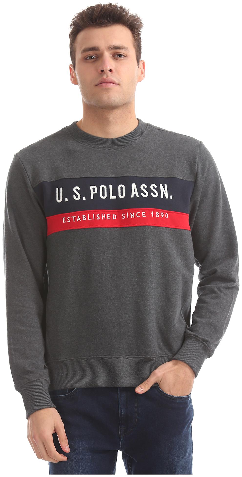 

U S Polo Assn Men Grey Round neck Sweatshirt