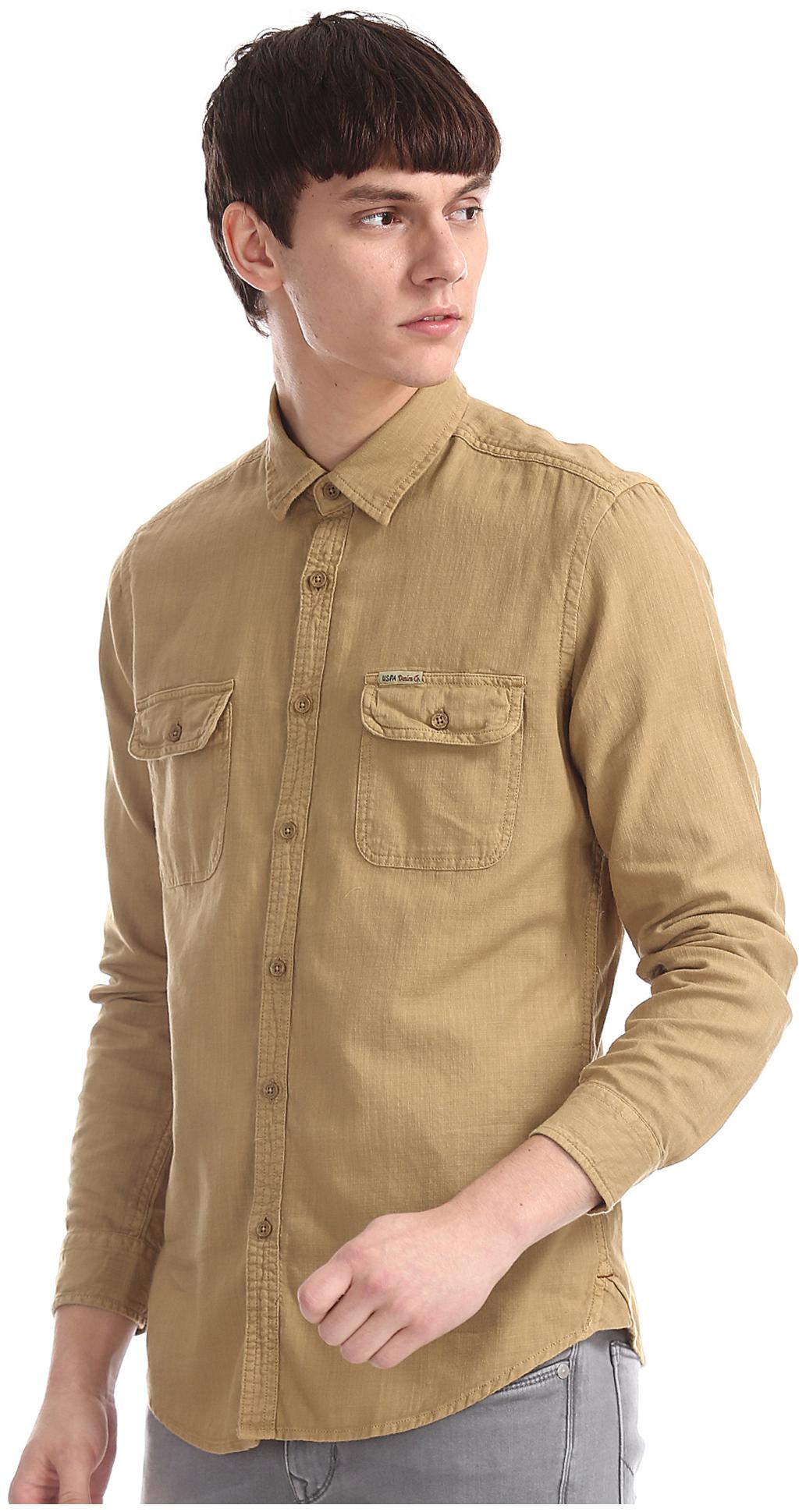 

U S Polo Assn Men Yellow Solid Slim Fit Casual Shirt