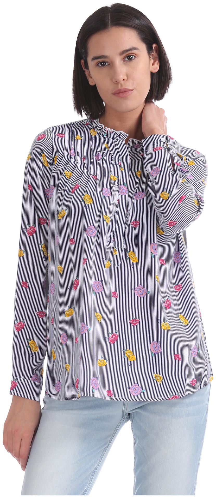

U S Polo Assn Women Blue Regular fit Mandarin collar Modal Tank top