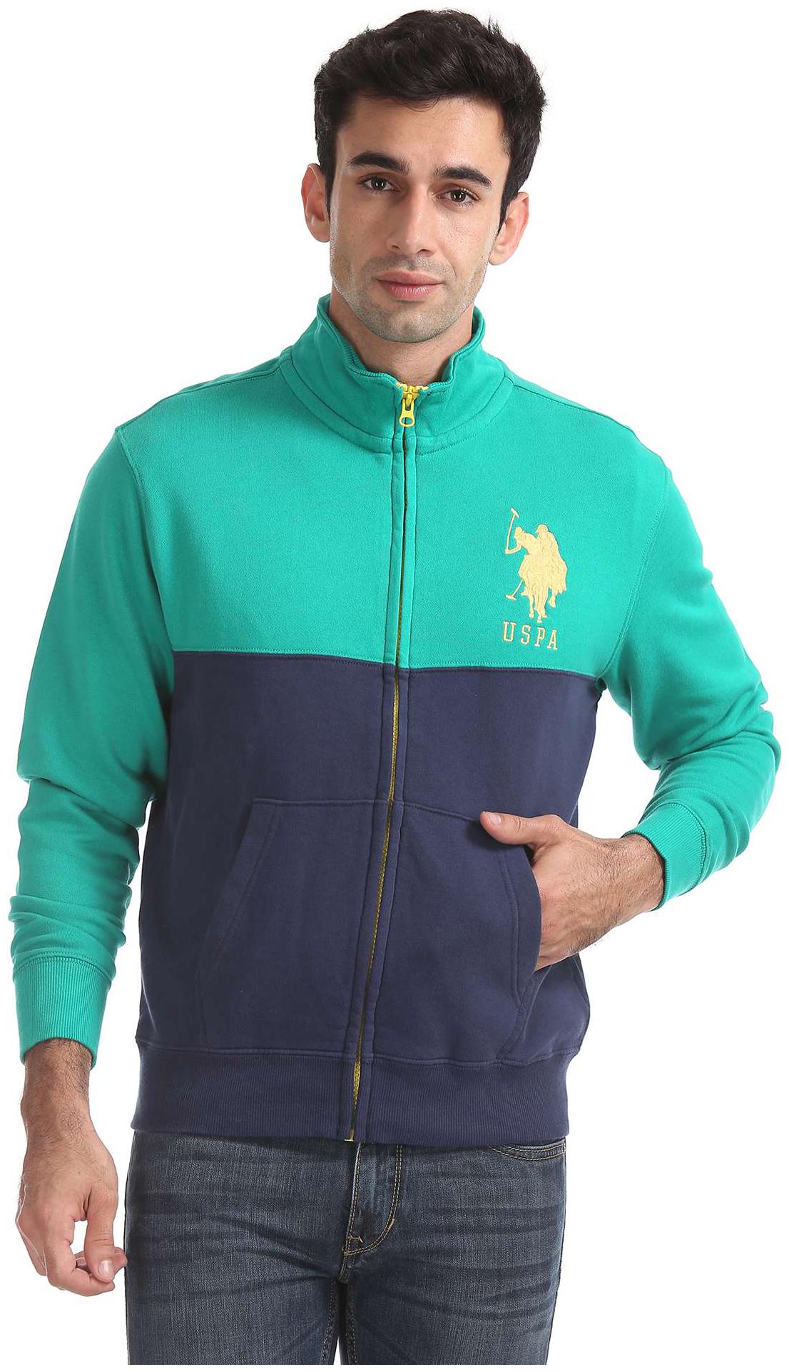 

U S Polo Assn Men Green High neck Sweatshirt