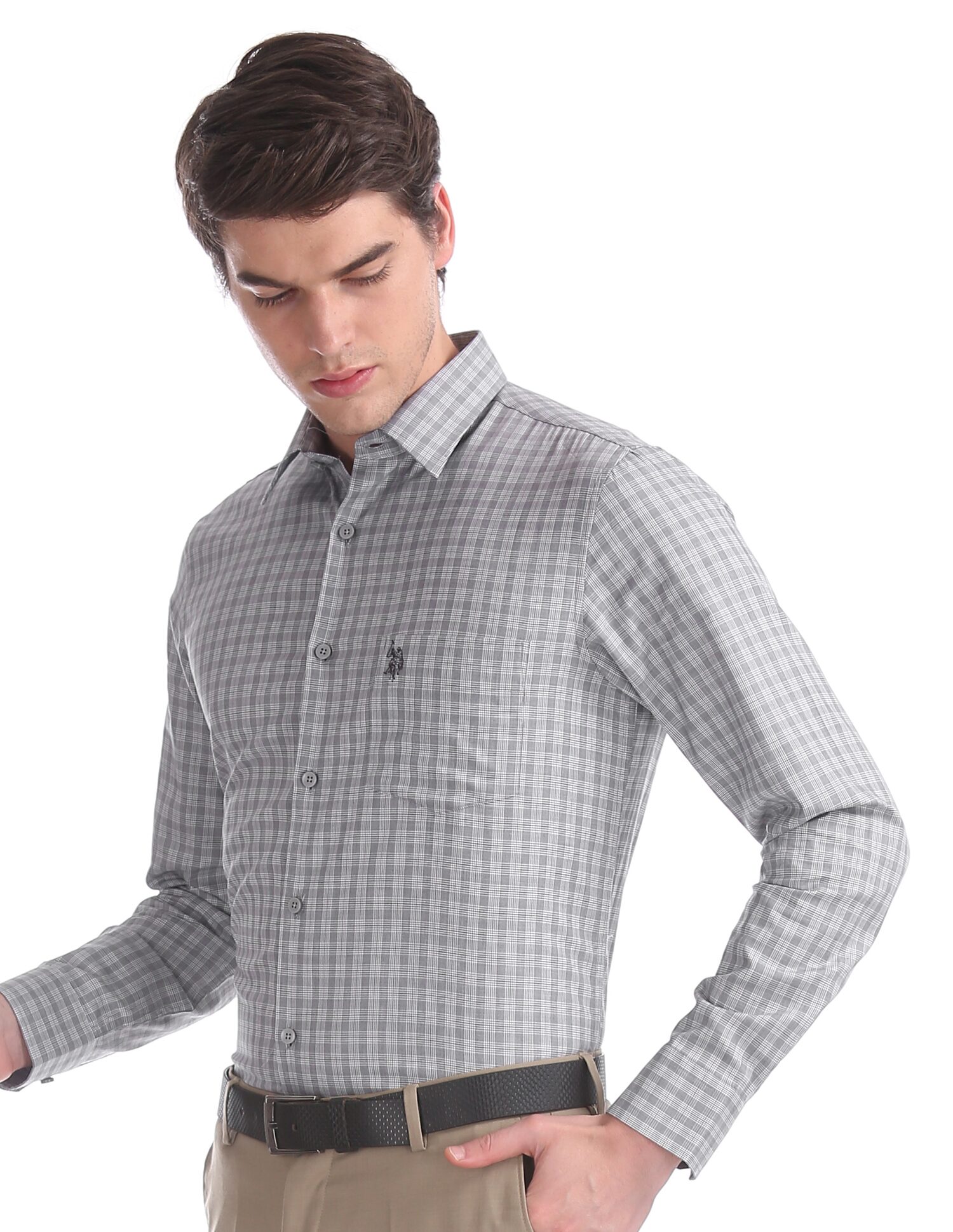 

U S Polo Assn Men Regular fit Formal Shirt - Grey
