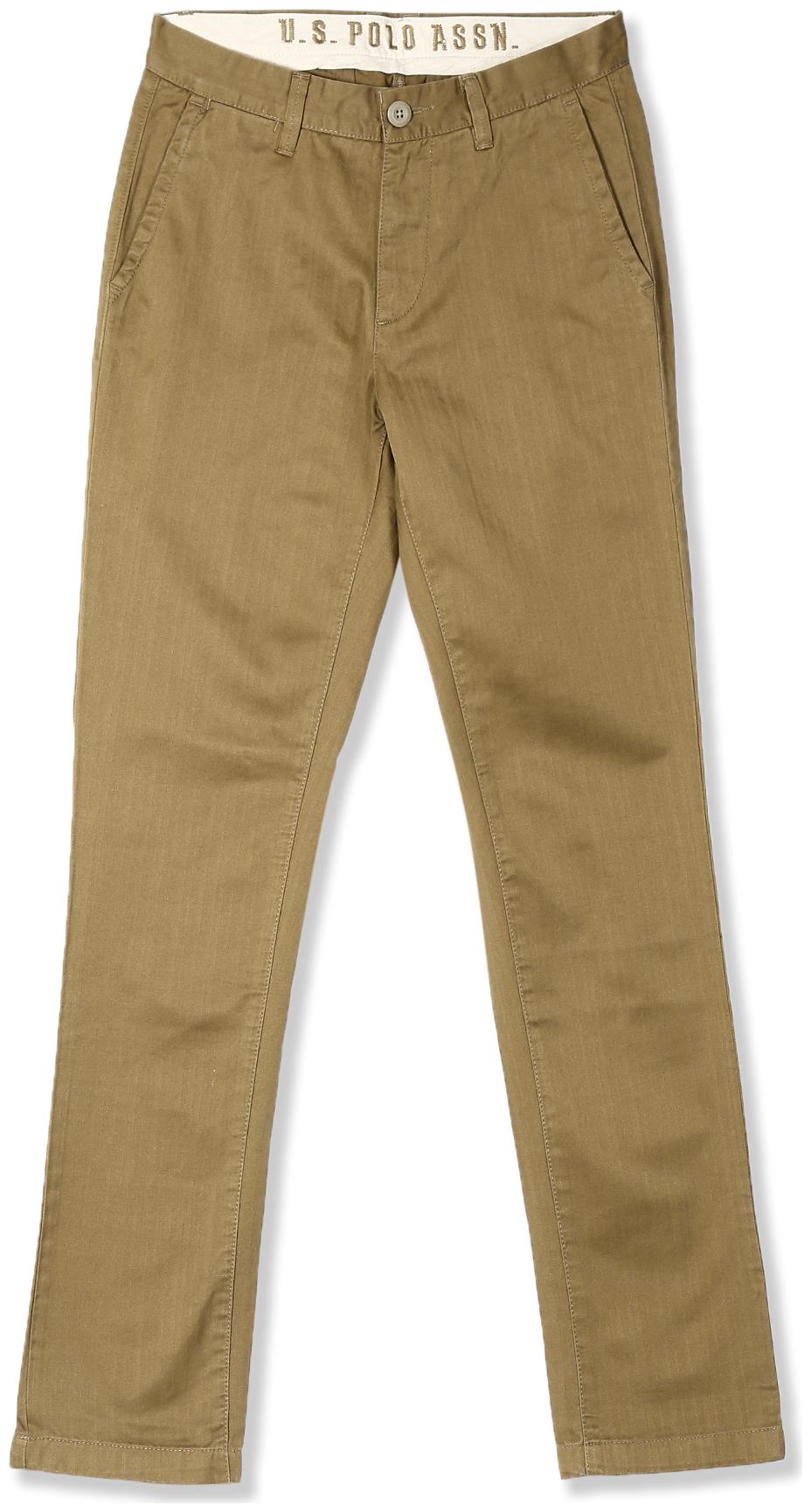 

U S Polo Assn Men Brown Solid Slim fit Regular trousers