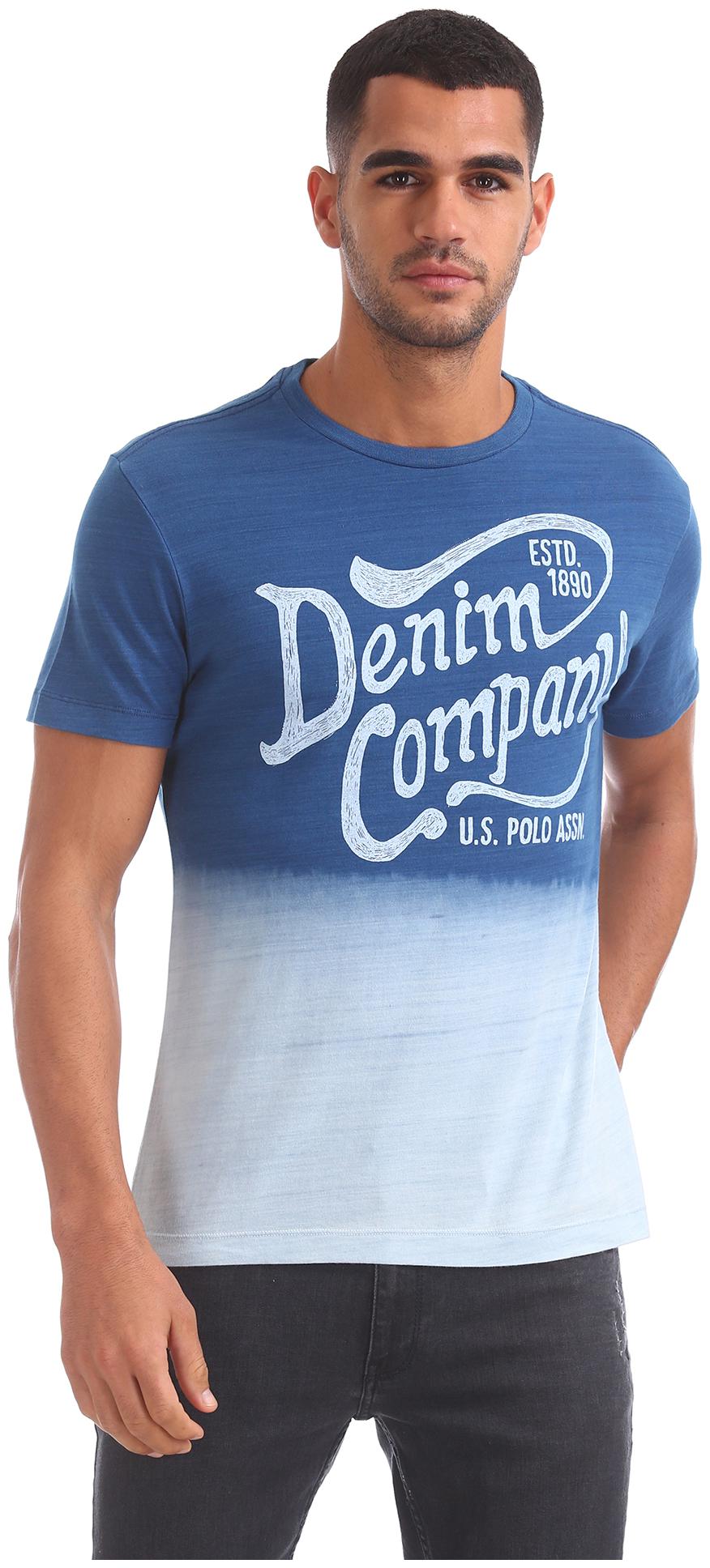 

U S Polo Assn Men Blue Regular fit Cotton Round neck T-Shirt - Pack Of 1