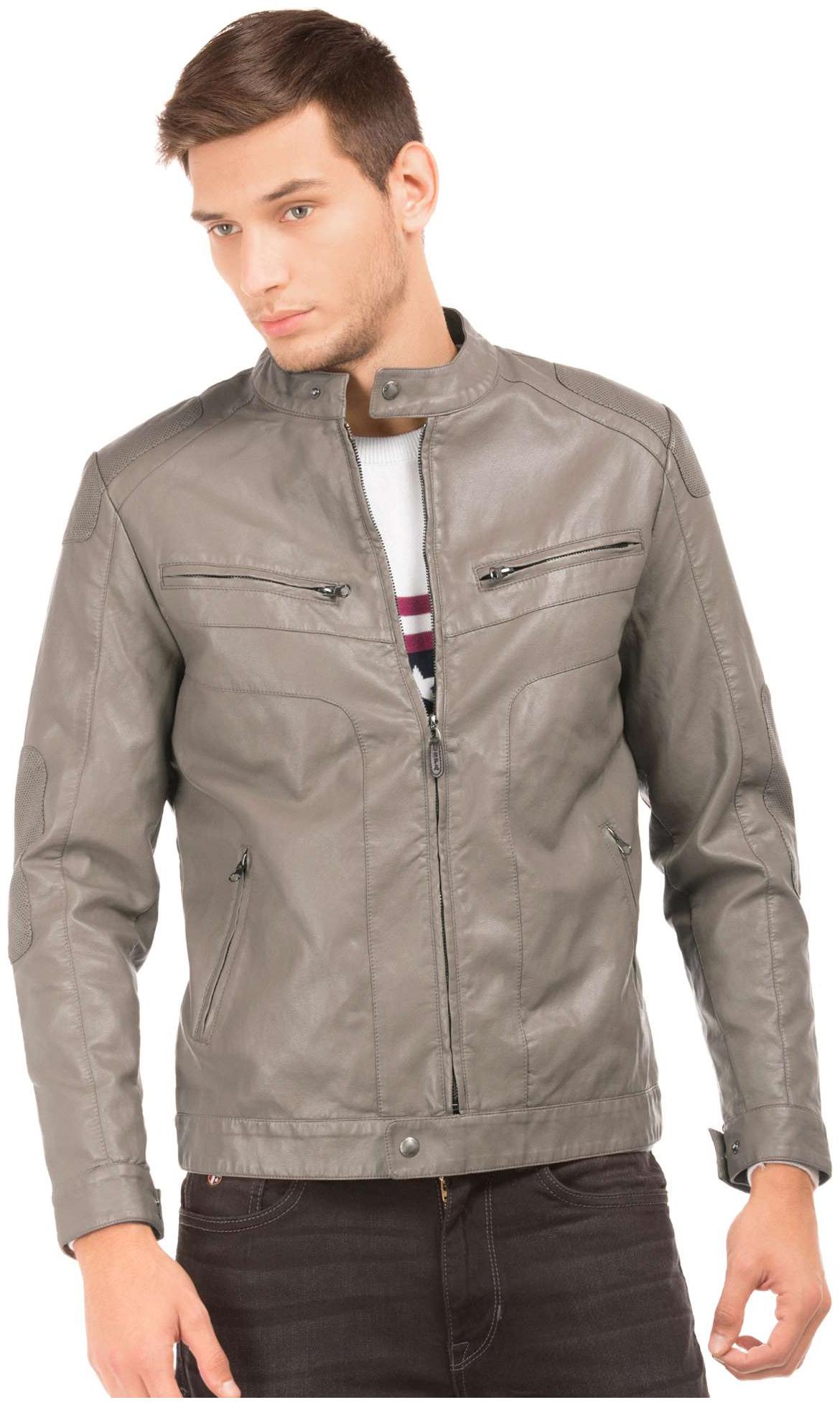 

U S Polo Assn Men Grey Solid Biker jacket