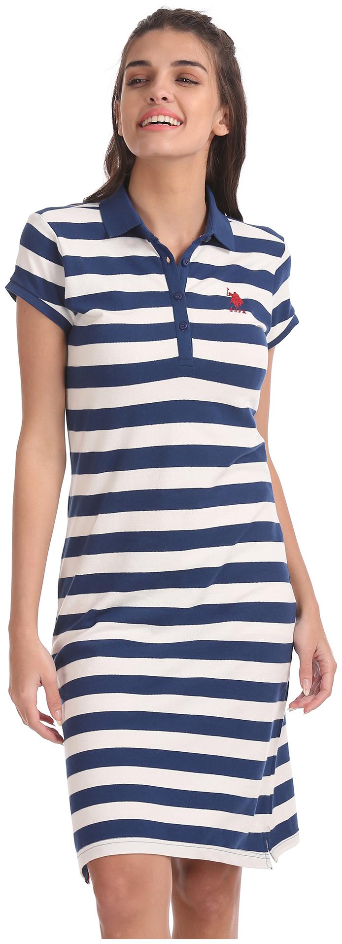 

U S Polo Assn Blue Striped T shirt dress