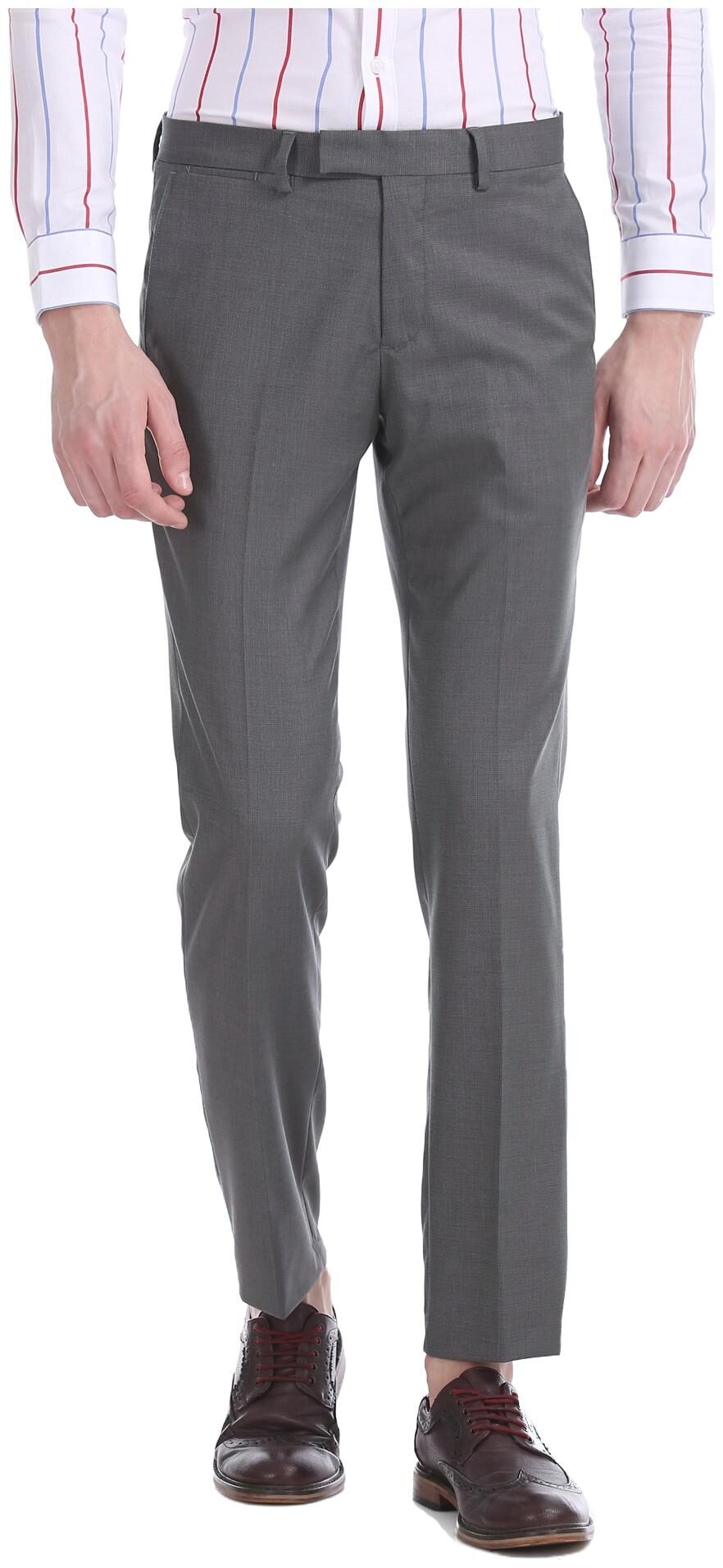 

U S Polo Assn Men Textured Slim Fit Formal Trouser - Grey