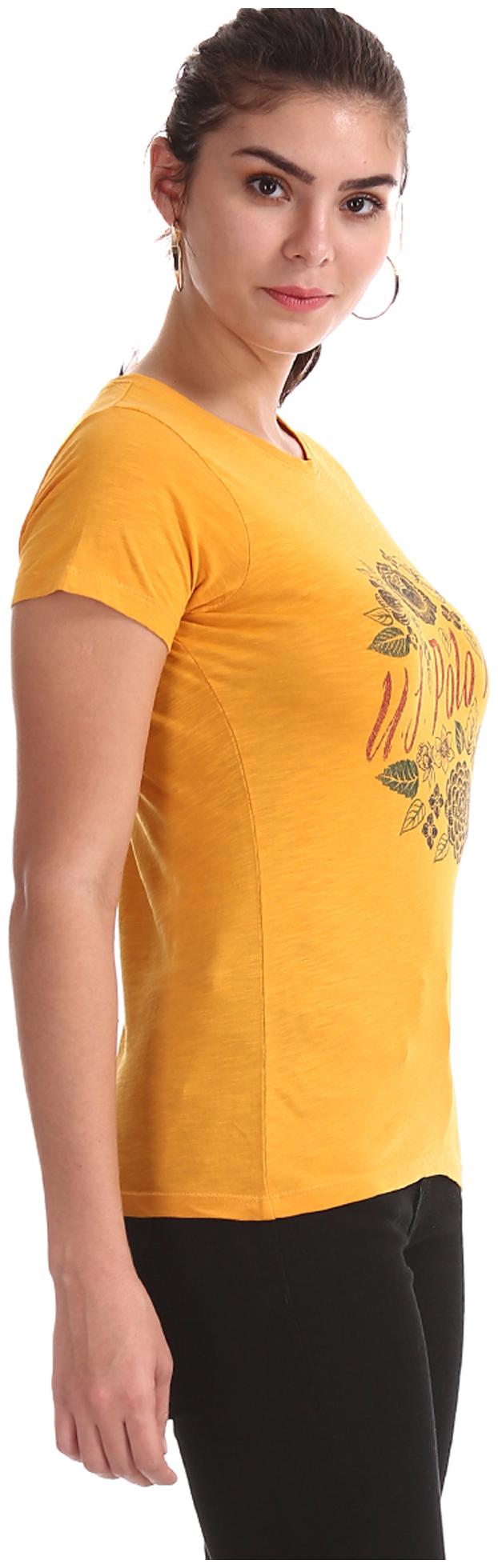 

U S Polo Assn Women Yellow Regular fit Round neck Cotton T shirt