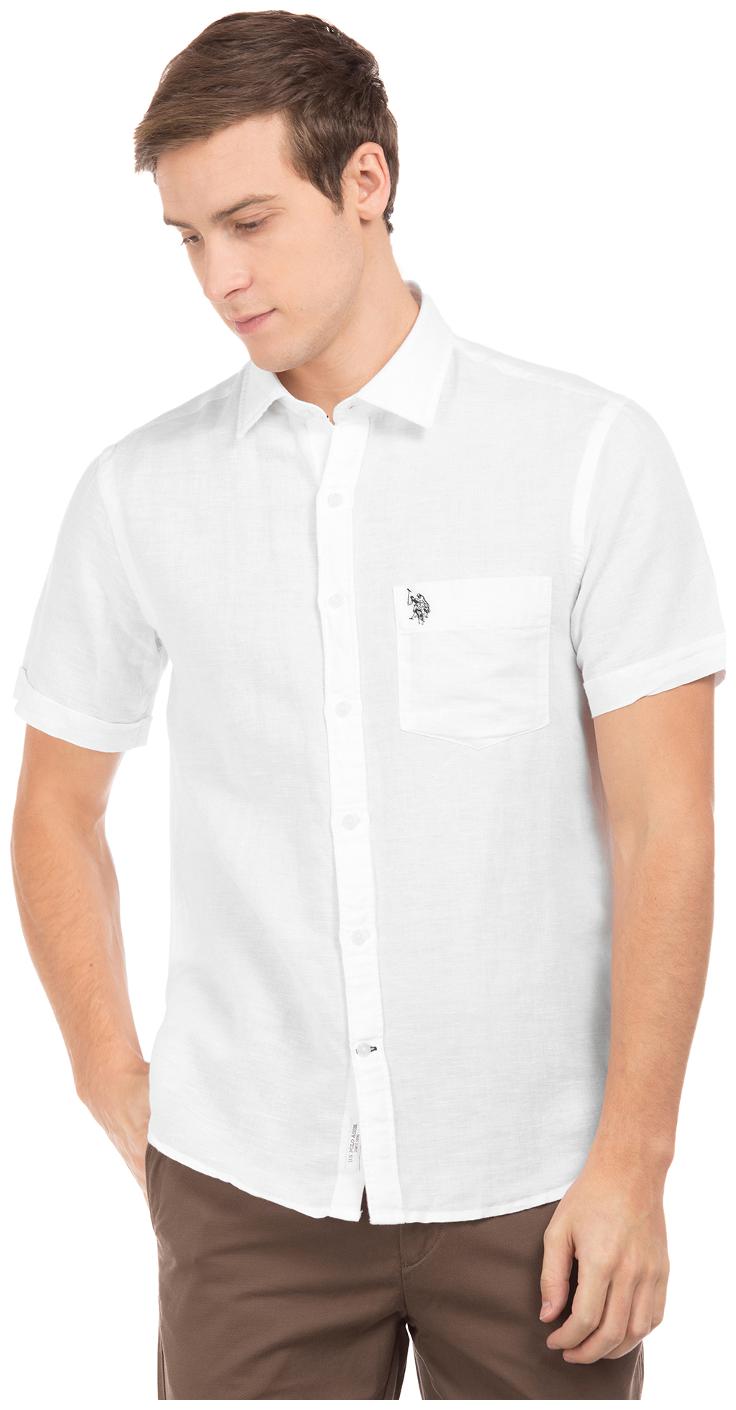 

U S Polo Assn Men White Solid Regular Fit Casual Shirt