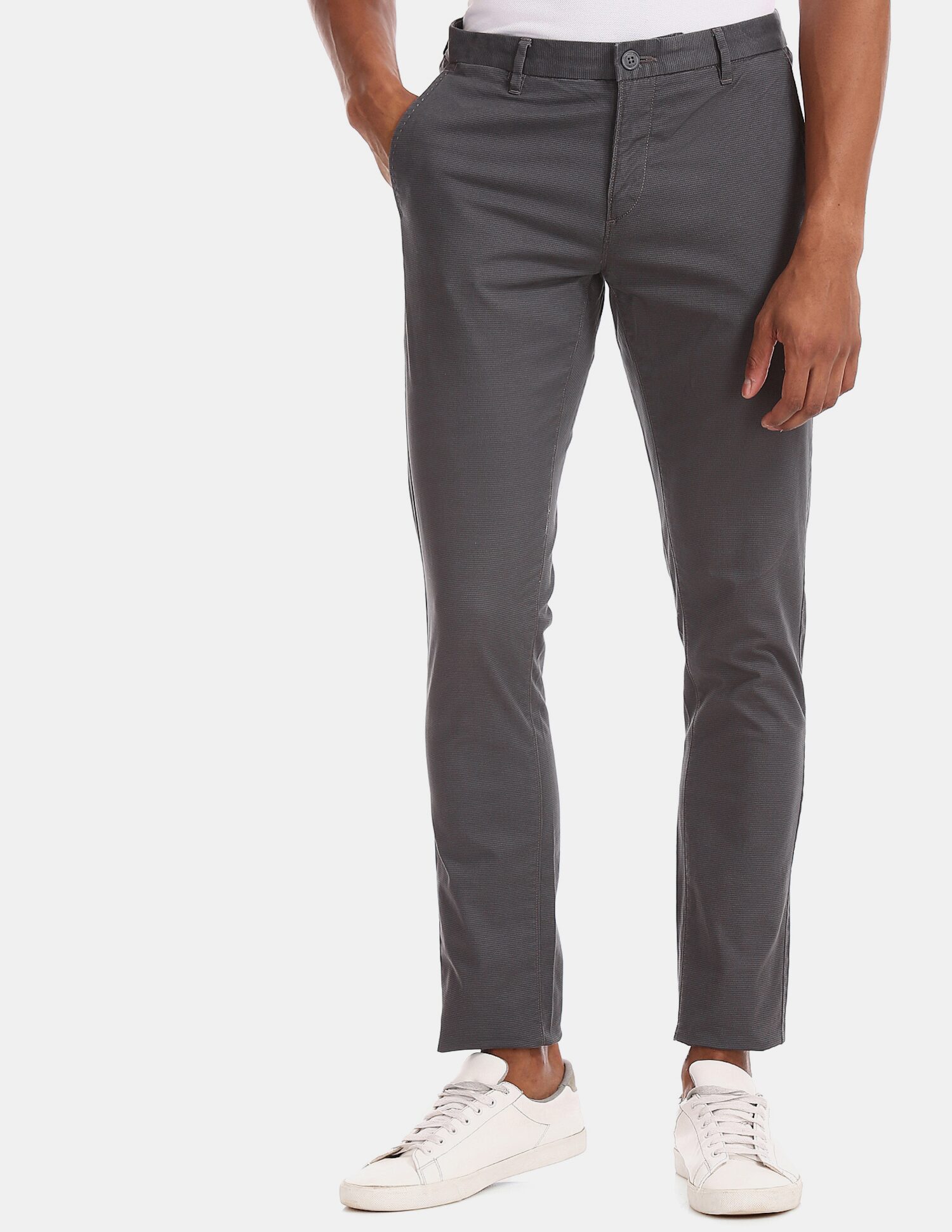 

U S Polo Assn Men Grey Printed Regular fit Regular trousers