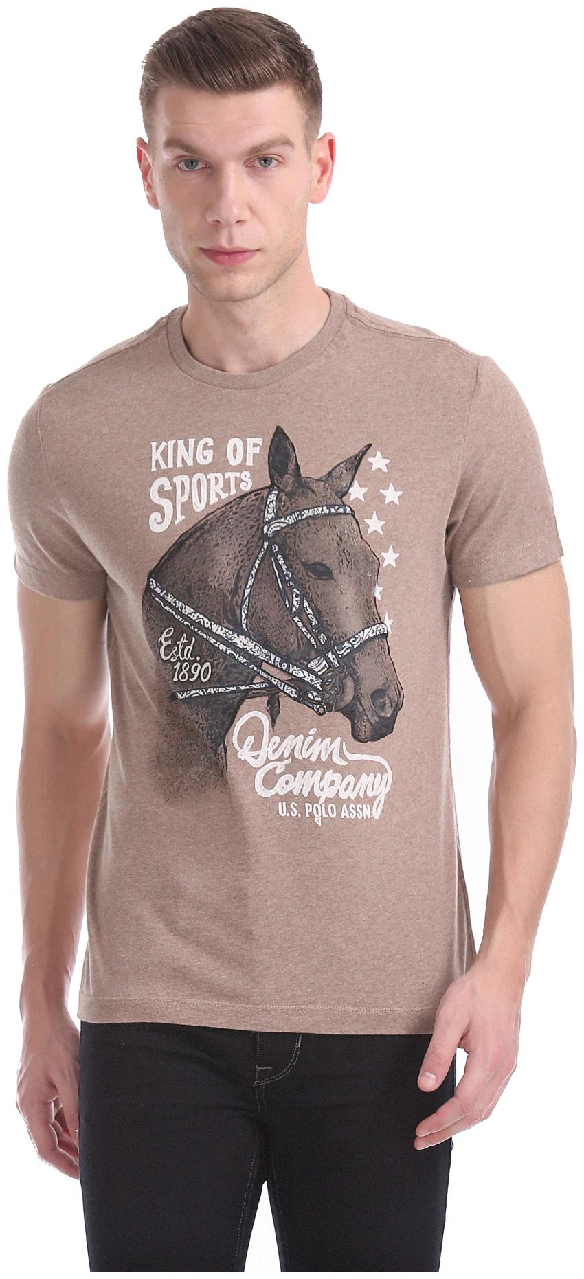 

U S Polo Assn Men Brown Regular fit Cotton Round neck T-Shirt - Pack Of 1