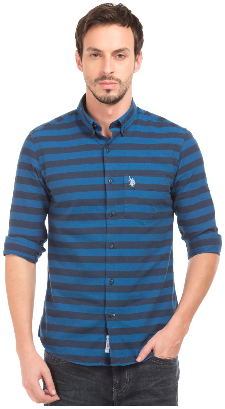 

U S Polo Assn Men Blue Checked Regular Fit Casual Shirt