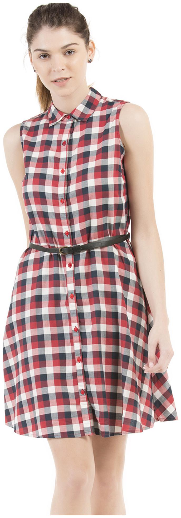 

U S Polo Assn Red Checked Shirt dress