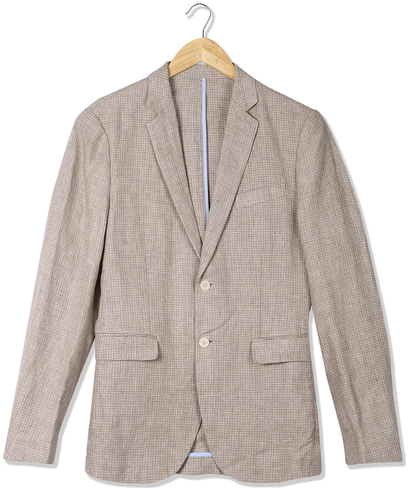 

U S Polo Assn Men Beige Solid Regular fit Single Breasted Blazer
