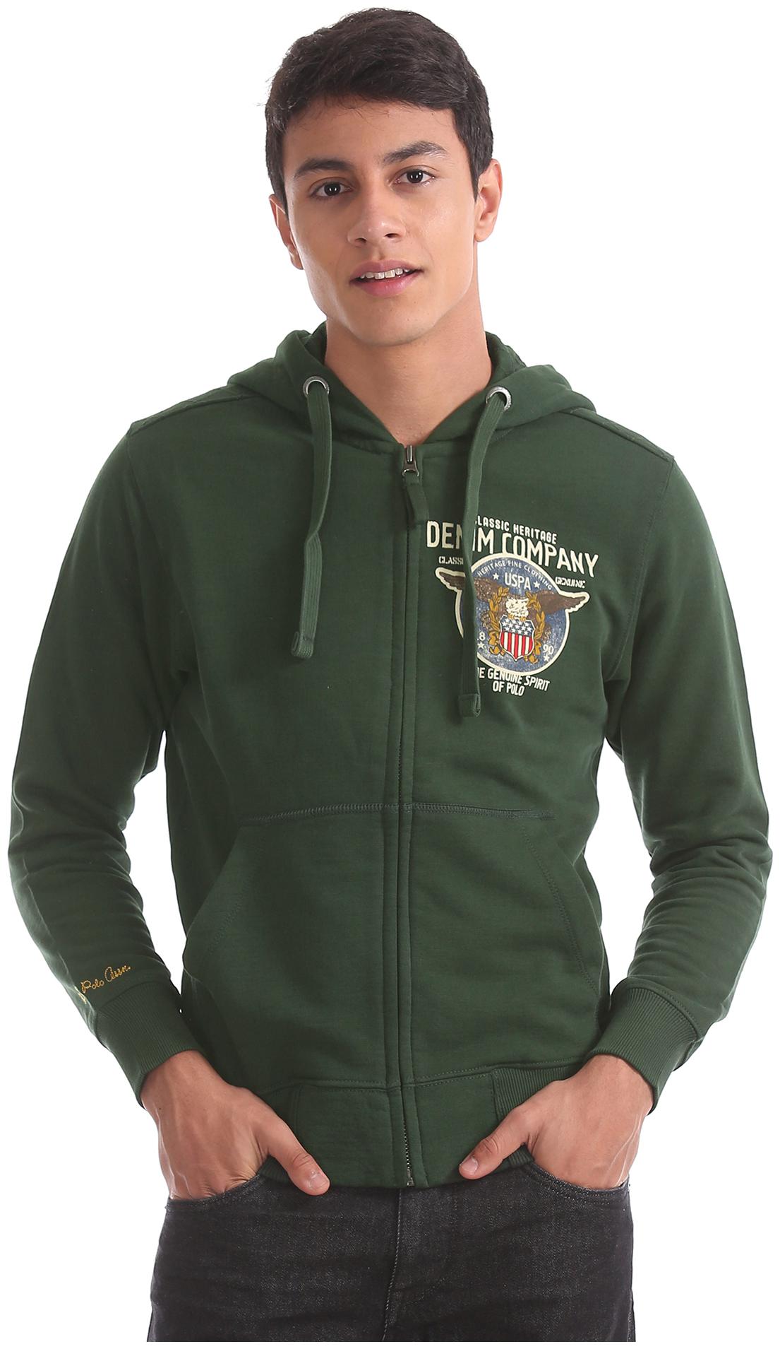 

U S Polo Assn Men Green Hooded Hoodie