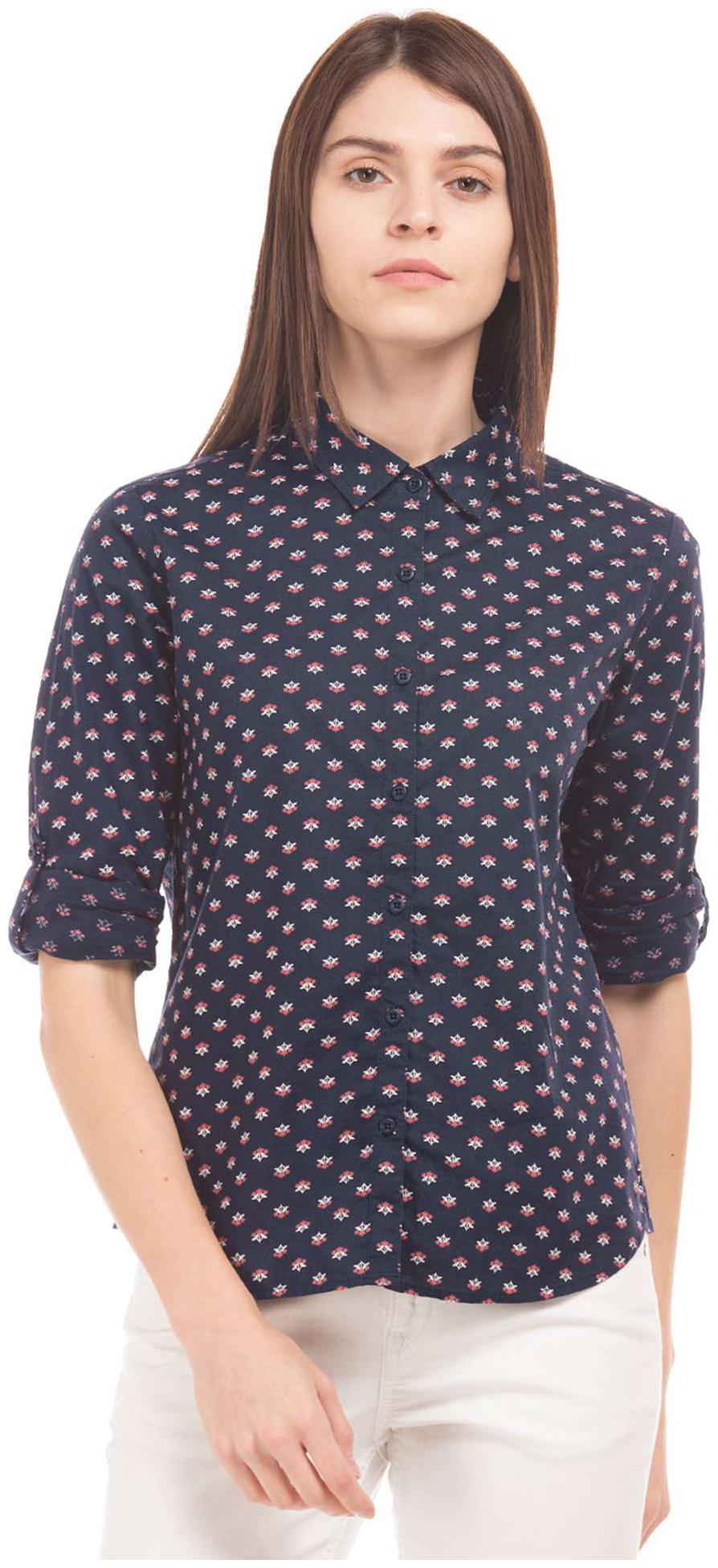 

U S Polo Assn Women Blue Solid Regular Fit Shirt