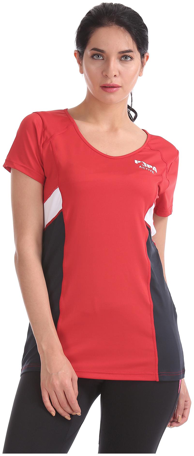 

U S Polo Assn Women Red Regular fit Round neck Blended T shirt