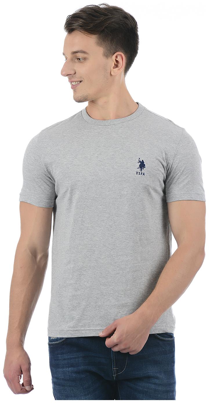 

U S Polo Assn Men Grey Regular fit Cotton Round neck T-Shirt - Pack Of 1
