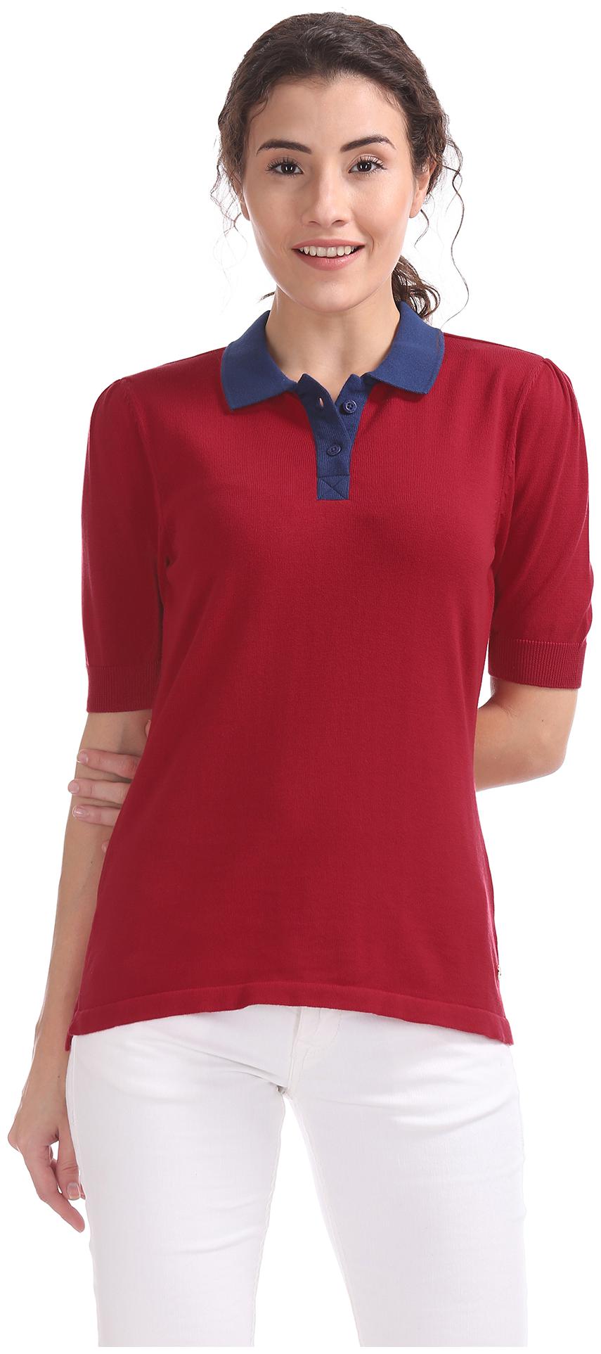 

U S Polo Assn Women Solid Regular top - Maroon