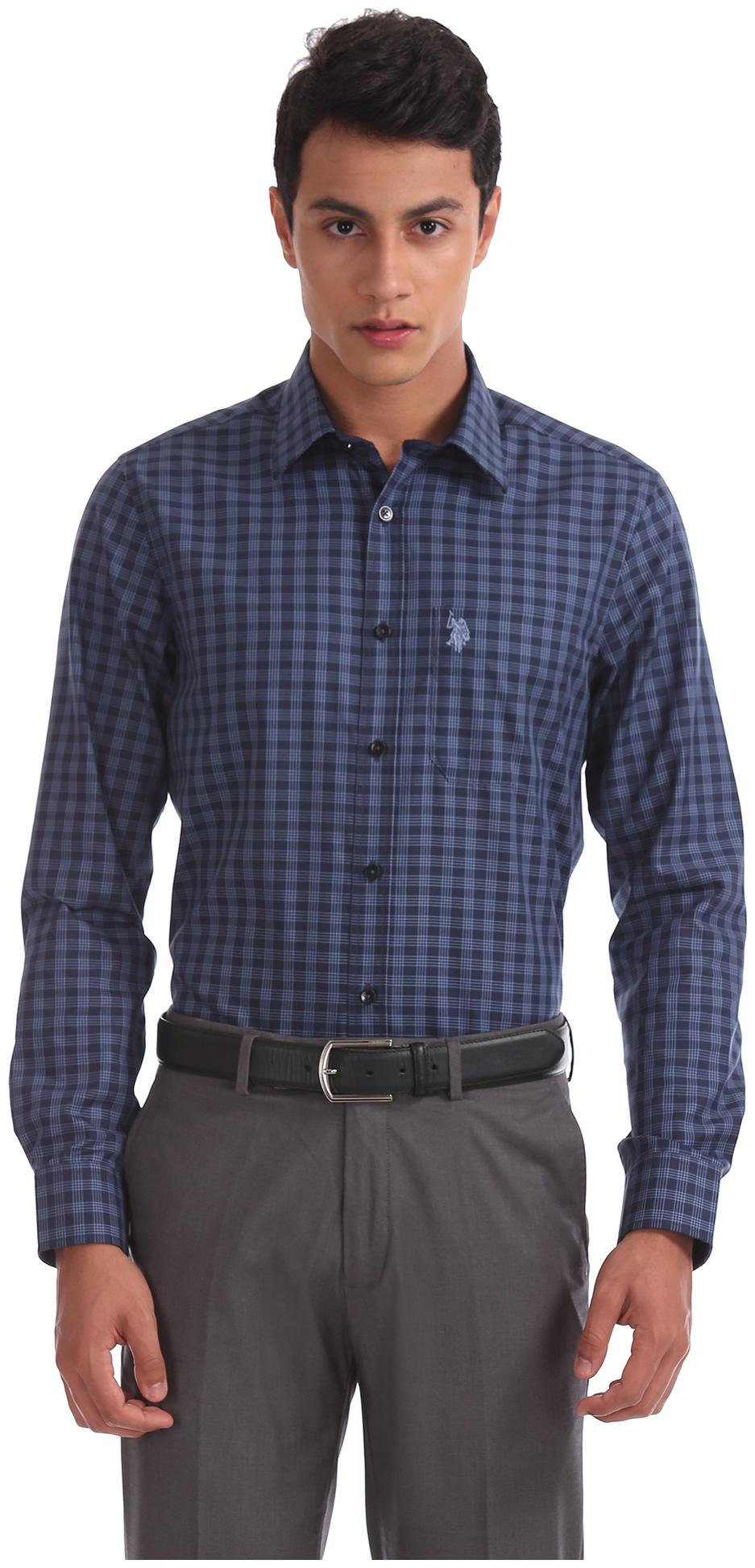 

U S Polo Assn Men Regular fit Formal Shirt - Blue