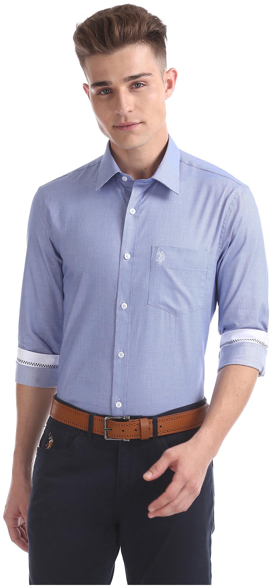 

U S Polo Assn Men Regular fit Formal Shirt - Blue