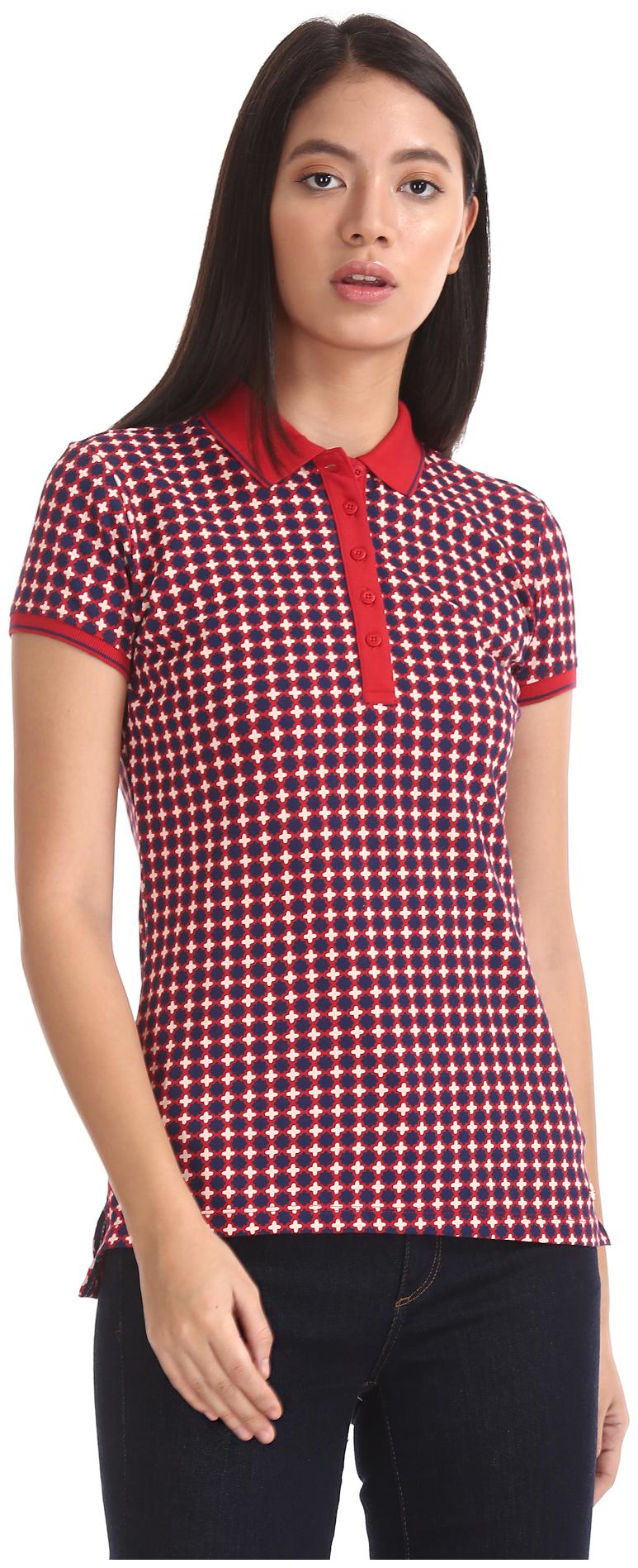 

U S Polo Assn Cotton Lycra Casual Women T Shirt Red