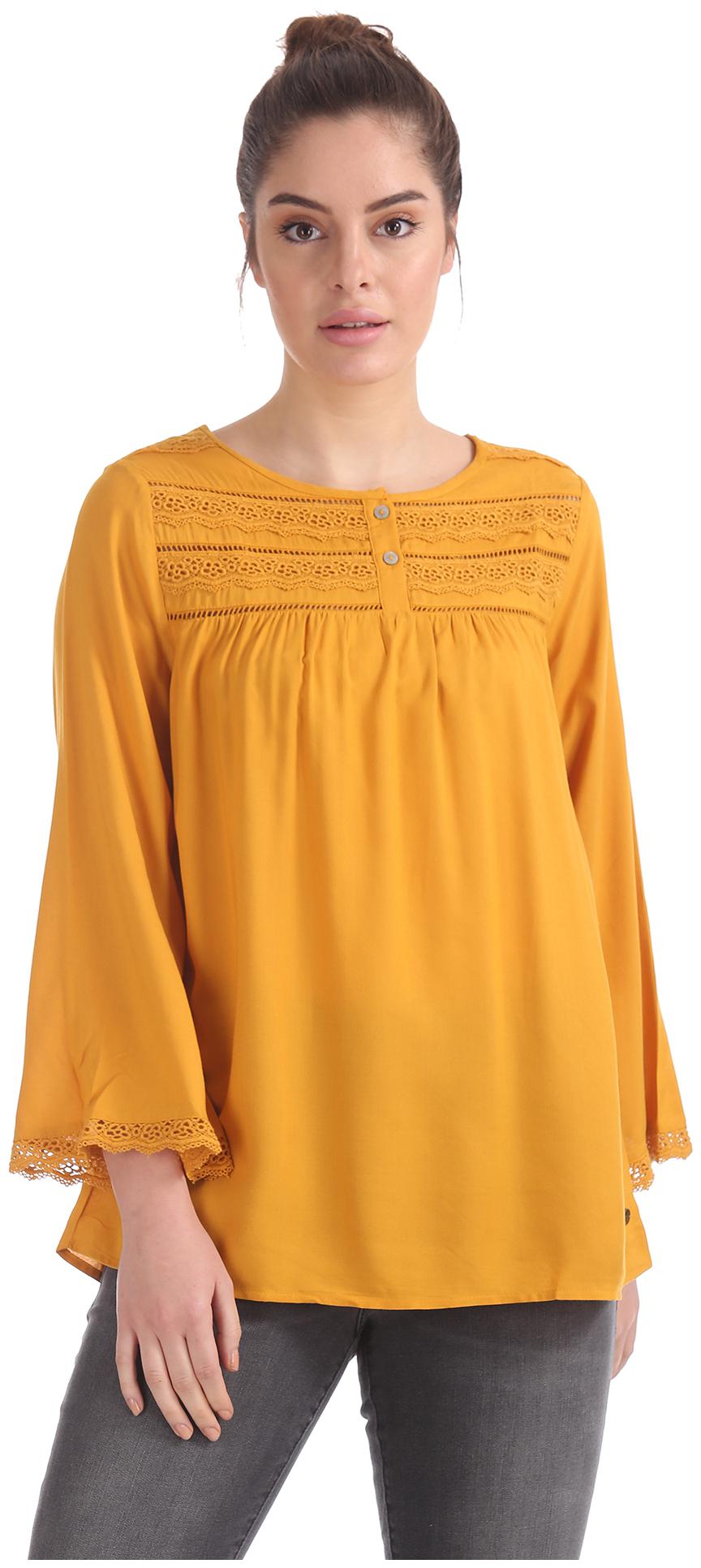 

U S Polo Assn Women Solid Regular top - Yellow